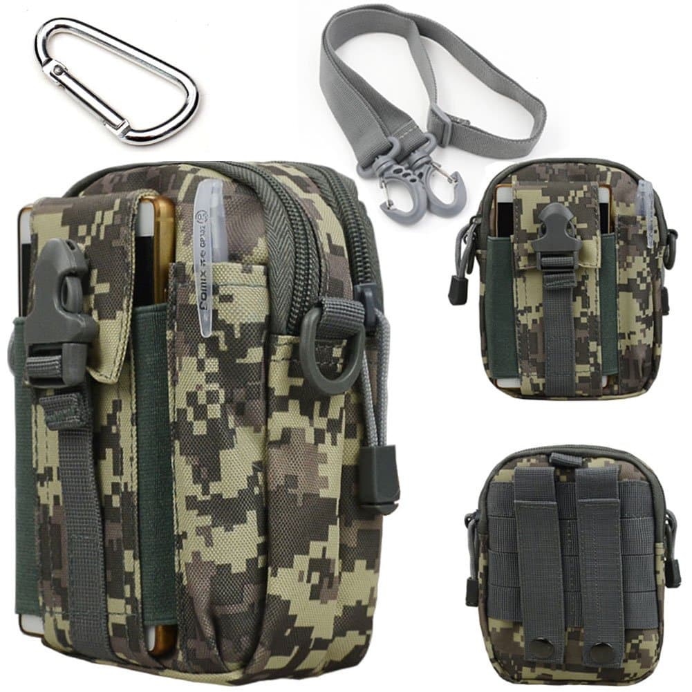 Multi-Function Tactical Waist Pack Military Small Pocket Portable EDC Vape Pouch Outdoor Camping Cycling Hiking Pouch Tool Holder Purse Phone Case with Strap