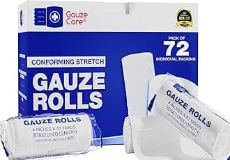 Gauze Rolls Pack of 72 – Premium Quality Lint and Latex-Free 4 inches x 4.1 Yards Conforming Stretch Bandages Designed for Effective Wound Care & Comfort - Ideal for use as a Mummy wrap
