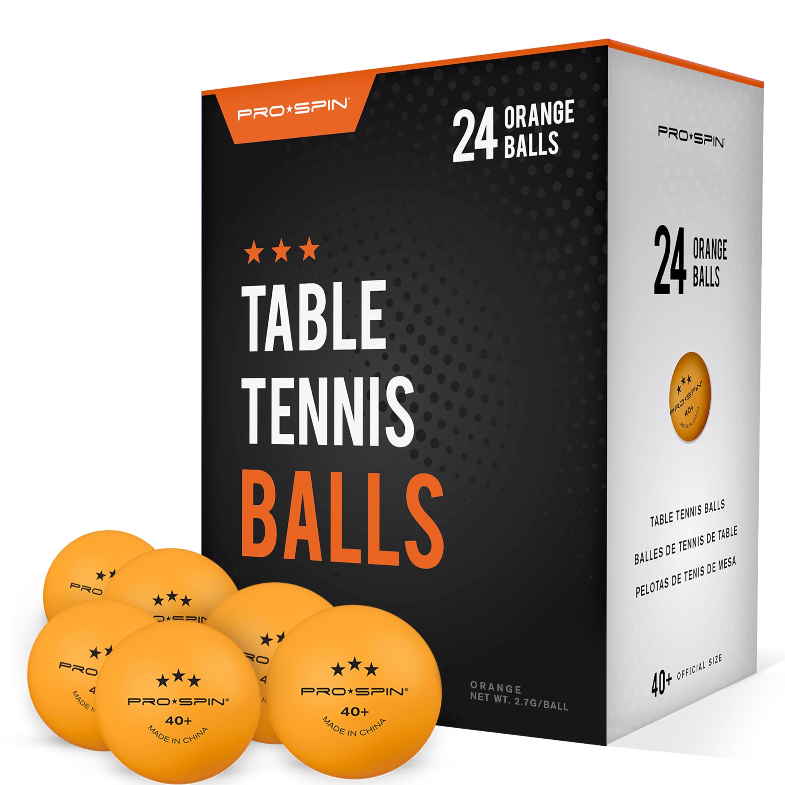PRO-SPIN Ping Pong Balls - 3-Star Premium Orange Table Tennis Balls | High-Performance 40+ ABS Professional Quality | Ultimate Durability for Indoor & Outdoor Ping Pong Tables