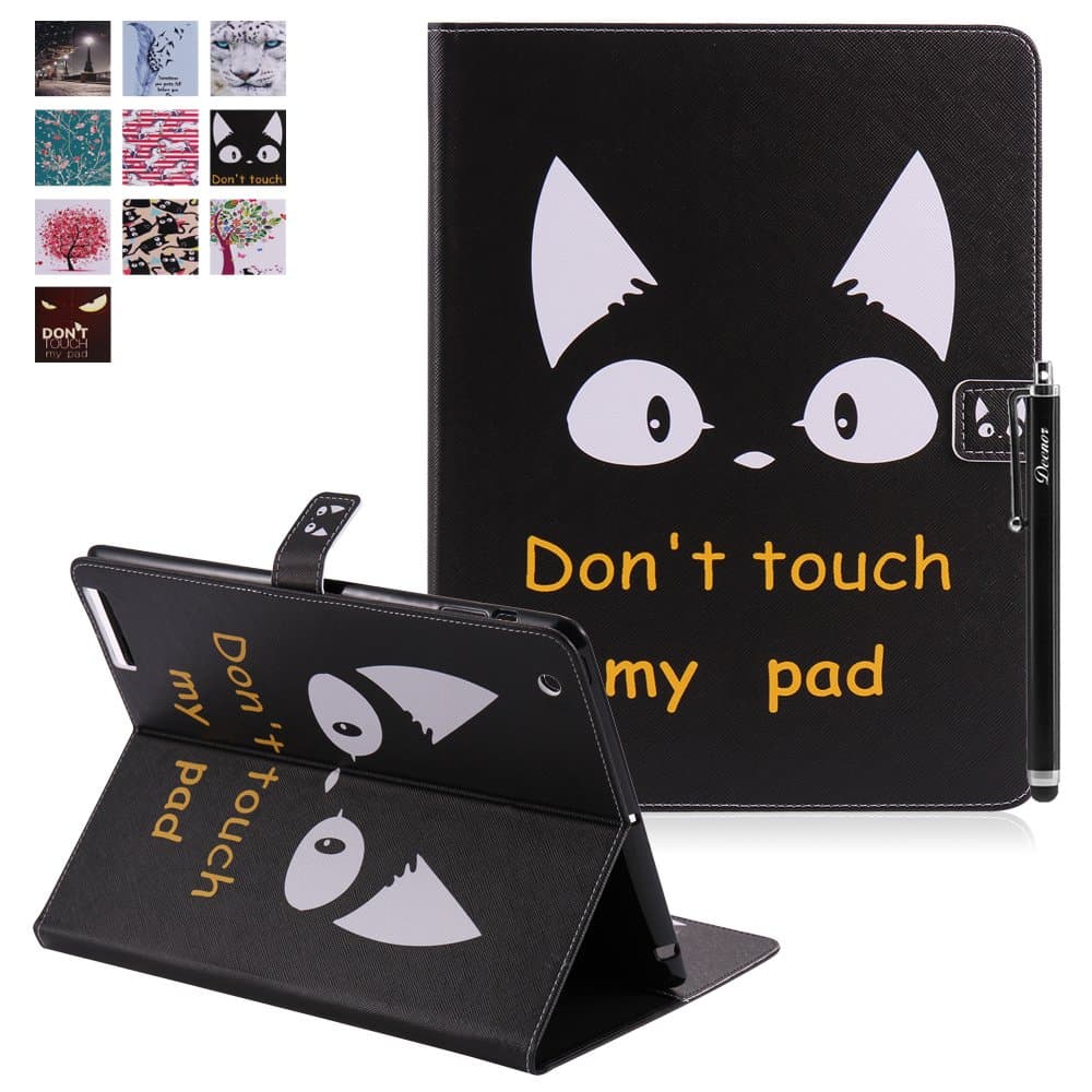Case for iPad 2 iPad 3 iPad 4, Deenor Colorful Painting and Stylish Wallet Case PU Leather Folio Protective Stand Case Cover for Apple iPad 2 iPad 3 iPad 4 Generation.[Cute Cat]