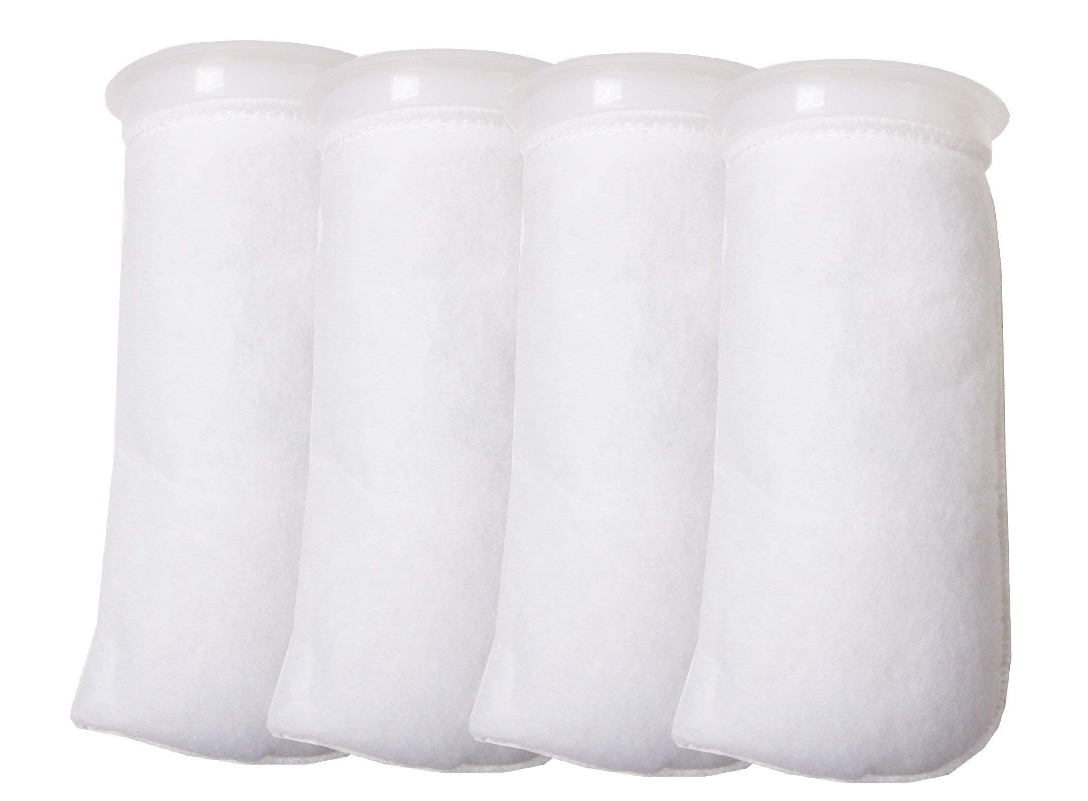 4 Pack - 4 Inch Ring Filter Socks 200 Micron - Aquarium Felt Filter Bags -4 Inch Ring By 8.5 Inch Long [Short Version] - Fits Eshopps and Aqueon