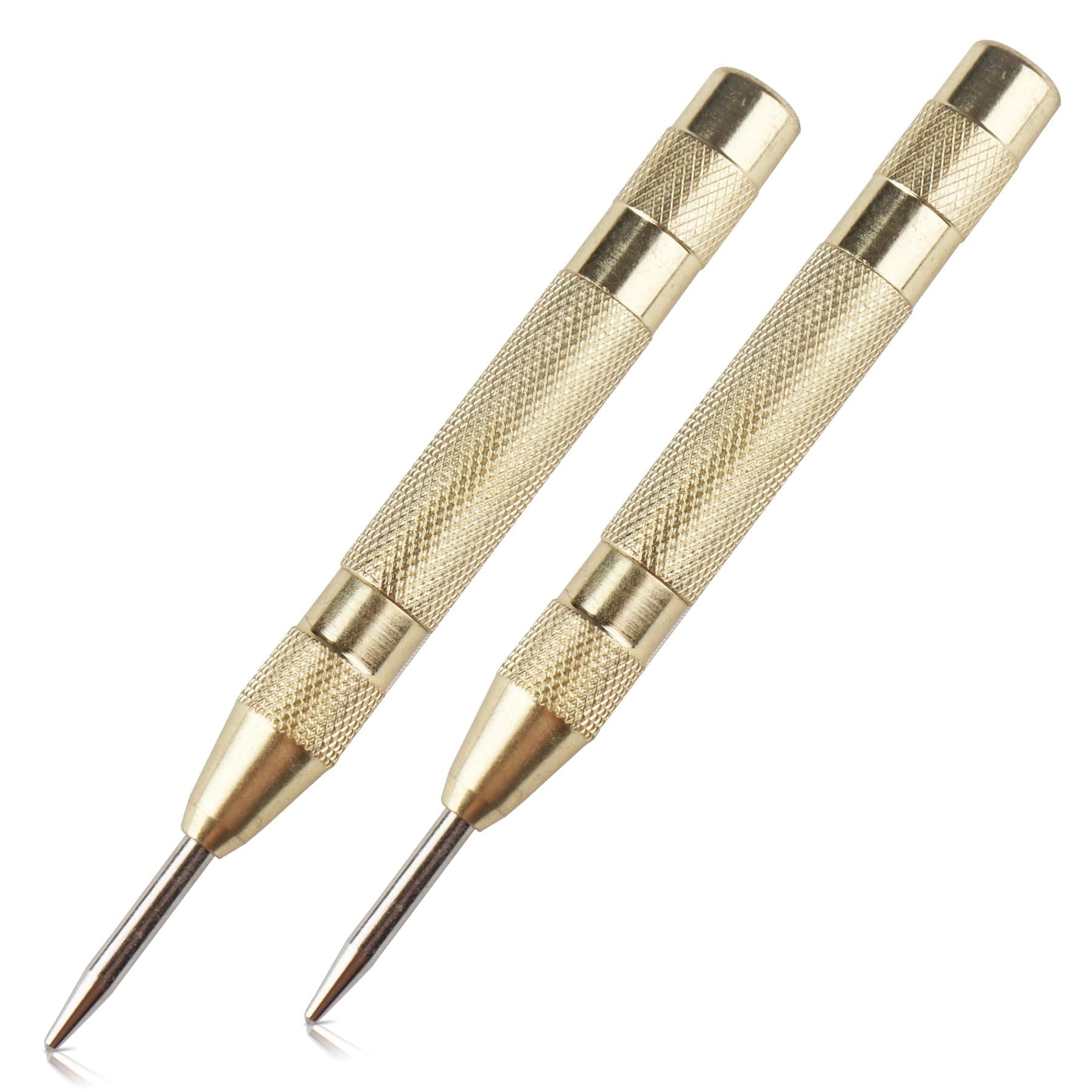 2Pcs Automatic Center Punch, 5'' Premium Spring Loaded Center Punch, Adjustable Spring Loaded Hole, Heavy Duty Steel Automatic Marker Tool for Metal, Wood, Glass by RNSXYAT