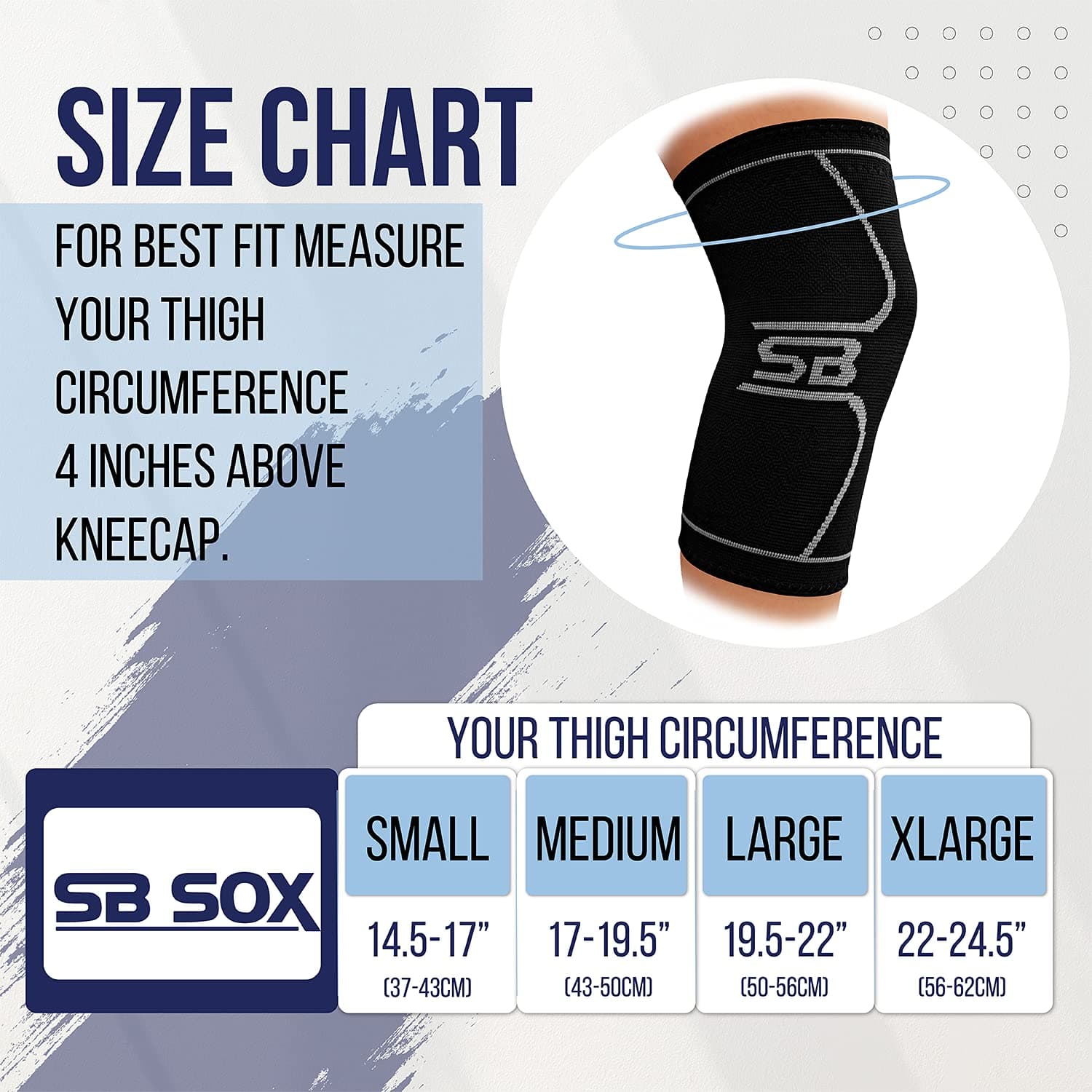 SB SOX Compression Knee Brace - Great Support That Stays in Place - Perfect for Recovery, Everyday Use - Best Treatment for Pain Relief, Meniscus Tear, Arthritis (Solid Black, Medium)