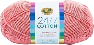 24/7 Cotton, Mercerized Lightweight Yarn for Knitting, Crochet, and Crafts, Pink, 1 Pack