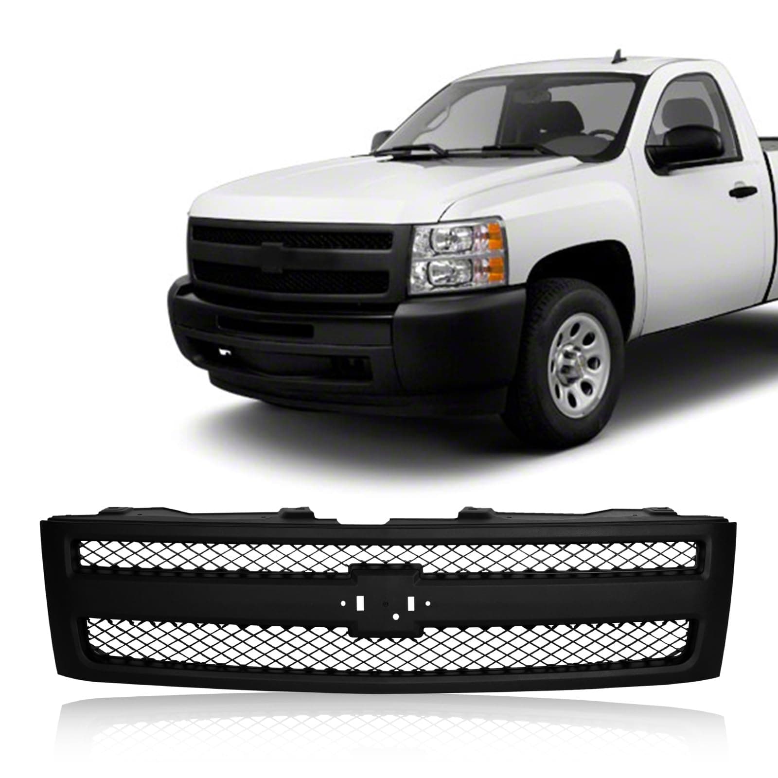Perfit Liner Front Black Grille Grill Compatible With 2007-2013 Chevrolet Silverado 1500 Pickup Truck GM1200578 25810706