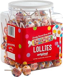 Lollies - Gluten Free, Peanut Free, Fat Free Assorted Fruity Flavors Lollipops - Low Calorie Perfect for Birthdays, Parties - Made by US Candy Company Since 1949 - 34 oz 120 Count (Pack of 1)
