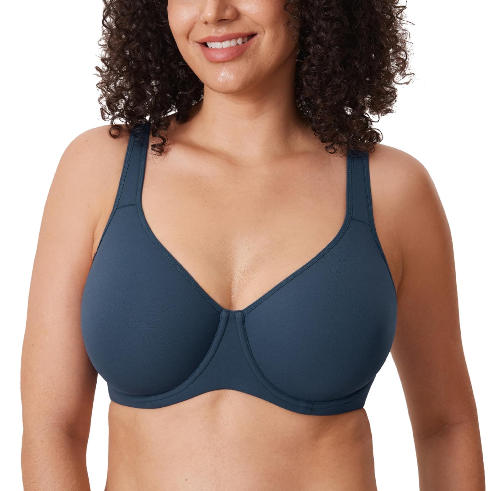 DELIMIRAWomen's Inbarely Plus Full Coverage Bra Plus Size Underwire Unlined Seamless Bras
