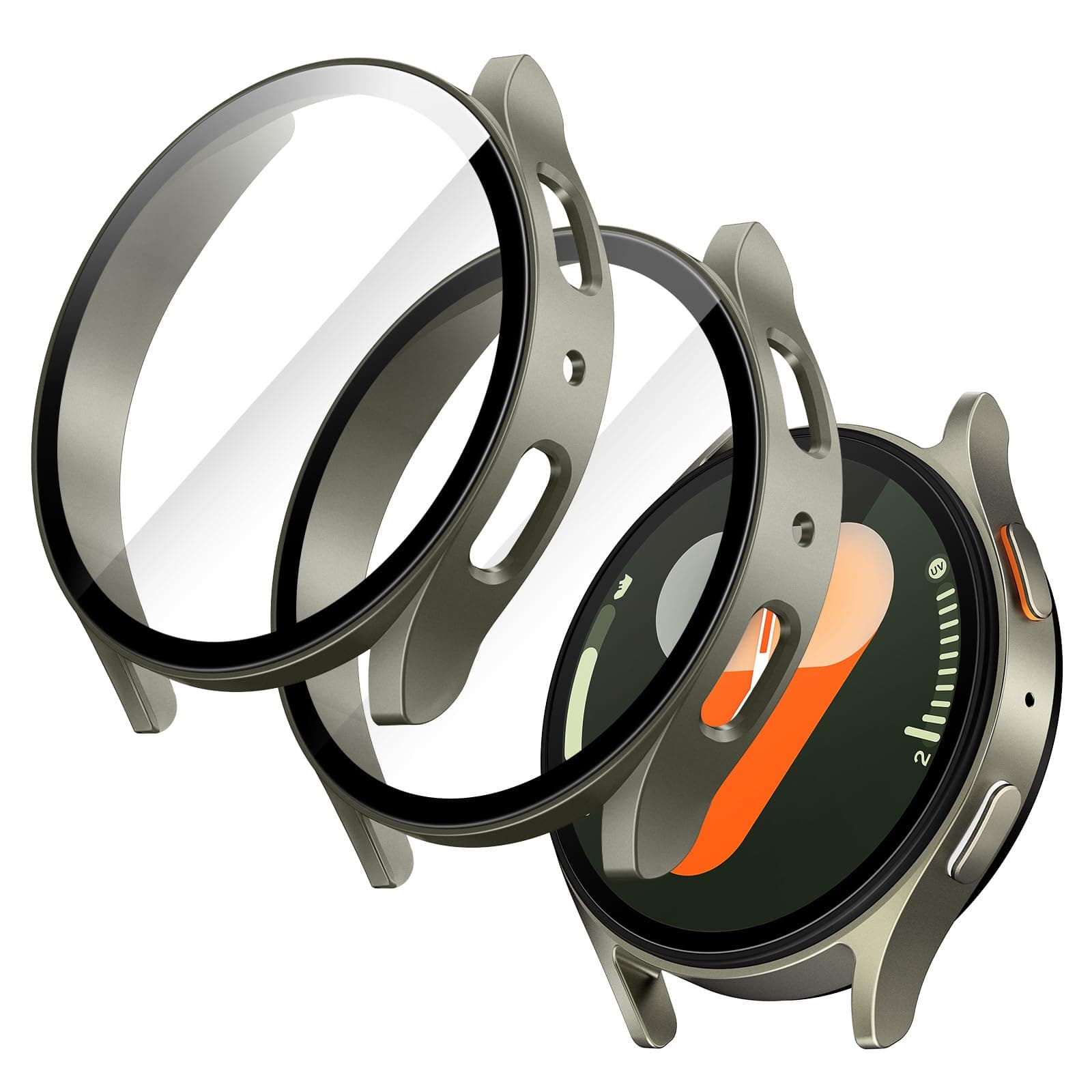 JETech Case with Screen Protector for Samsung Galaxy Watch 7 40mm, Overall Protective Cover, Built-in Tempered Glass Film High Sensitivity, 2 Pack (Green)