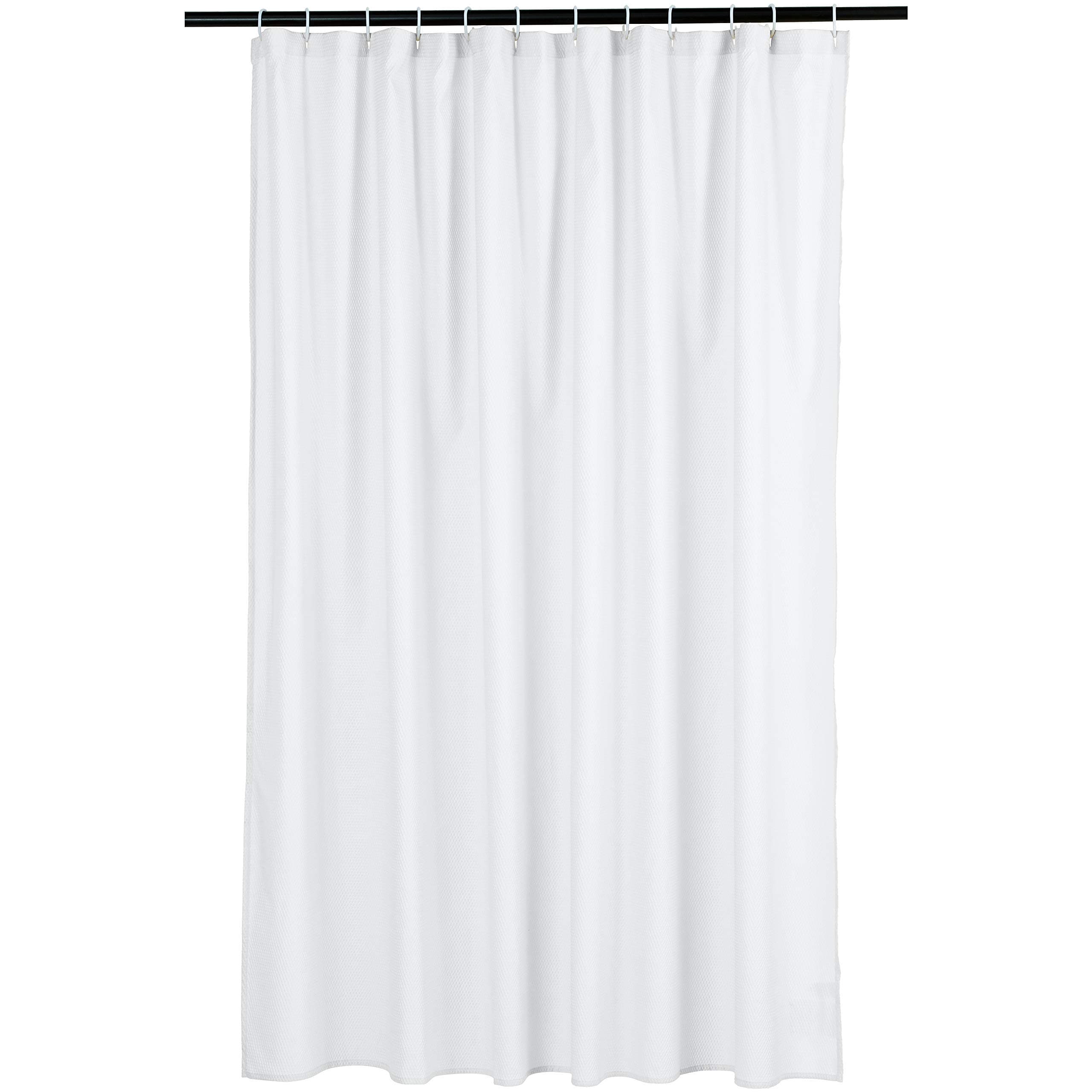 Amazon Basics Lightweight Super Soft Easy Care Microfiber Waffle Texture Shower Curtain , 1.83 M x 1.83 M, White