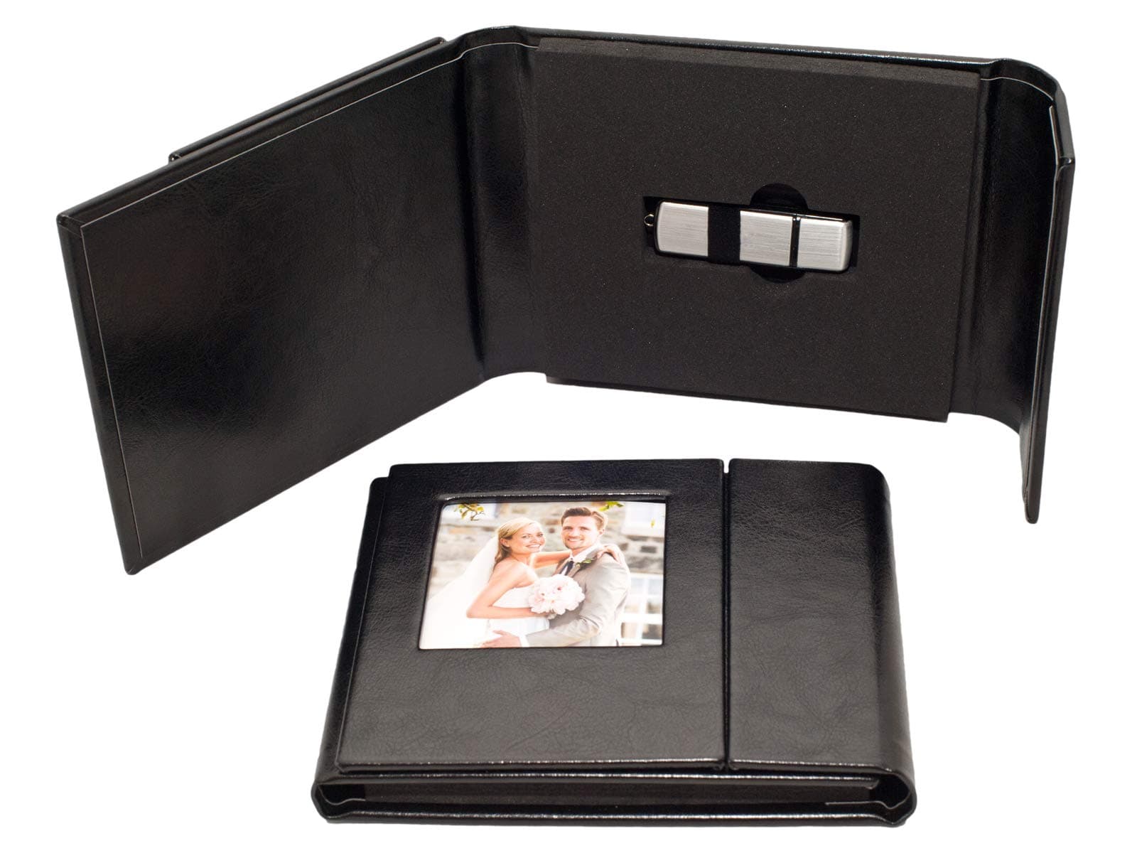 Wedding USB Case with one opening for picture. Black