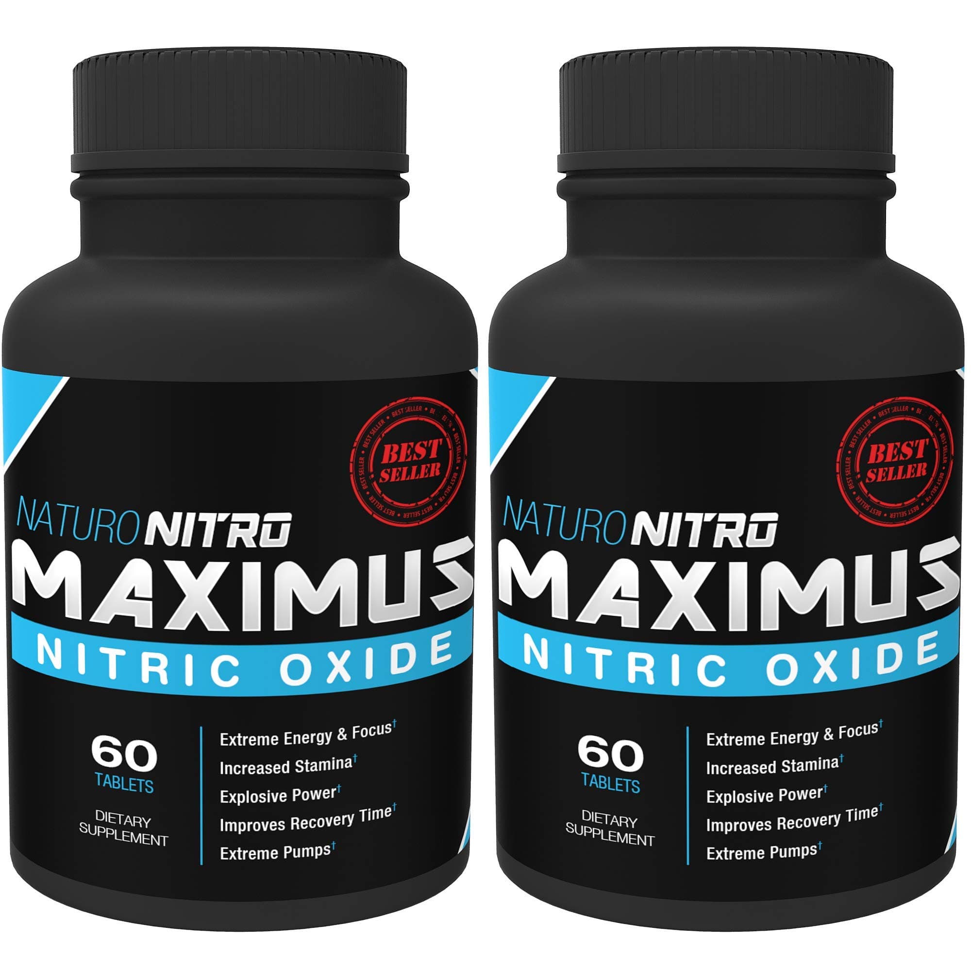 Maximus Nitric Oxide Nitric Oxide Tablets High Potency NO Booster and L-arginine Supplement - Allows You to Build Muscle Faster, Workout and Train Longer and Harder 60ct, Pack of 2