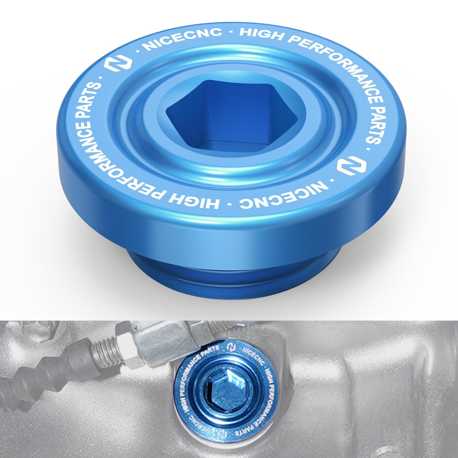 Crankcase Oil Drain Plug with O-Ring Compatible with Yamaha Raptor 700 2006-2023/ Raptor 700R 2009,2011-2023/ YFM700RSE 2013-2023 / Wolverine X4 2018-2020/ YZF R1 2004-2023, Blue