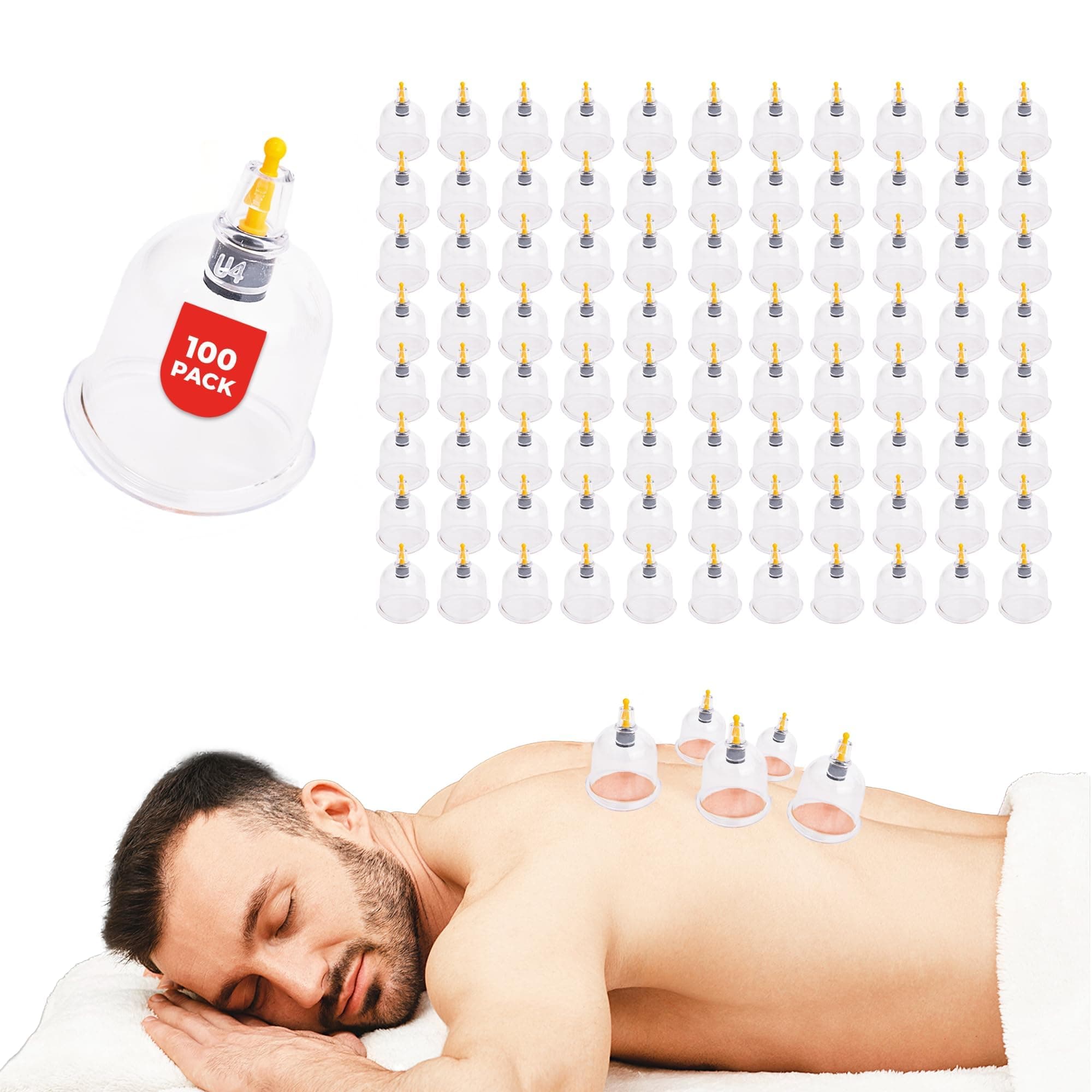 [100 Pack] Bulk Cupping Set for Massage Therapy - B1 B2 B3 B4 B5 B6 B7 U4 U5 - U4 (2.05 in) - Wholesale Professional Cupping Therapy Set, Cuppings Massage Kit, Physical Therapy Kit [No Pump Included]