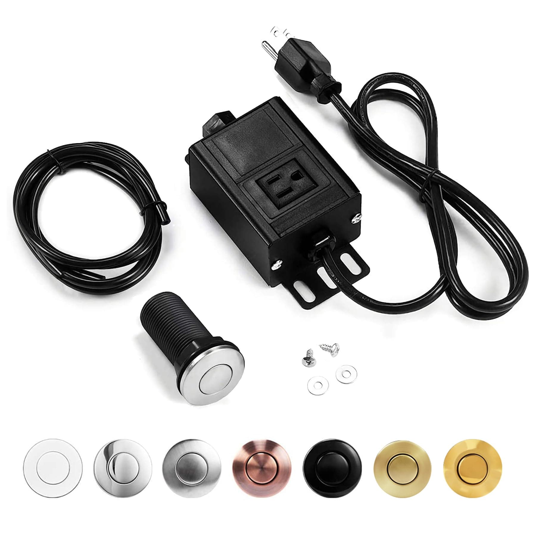 Sink Top Air Switch Kit Garbage Disposal Part by CLEESINK (LONG/3.5", Brushed Nickel Stainless Steel)