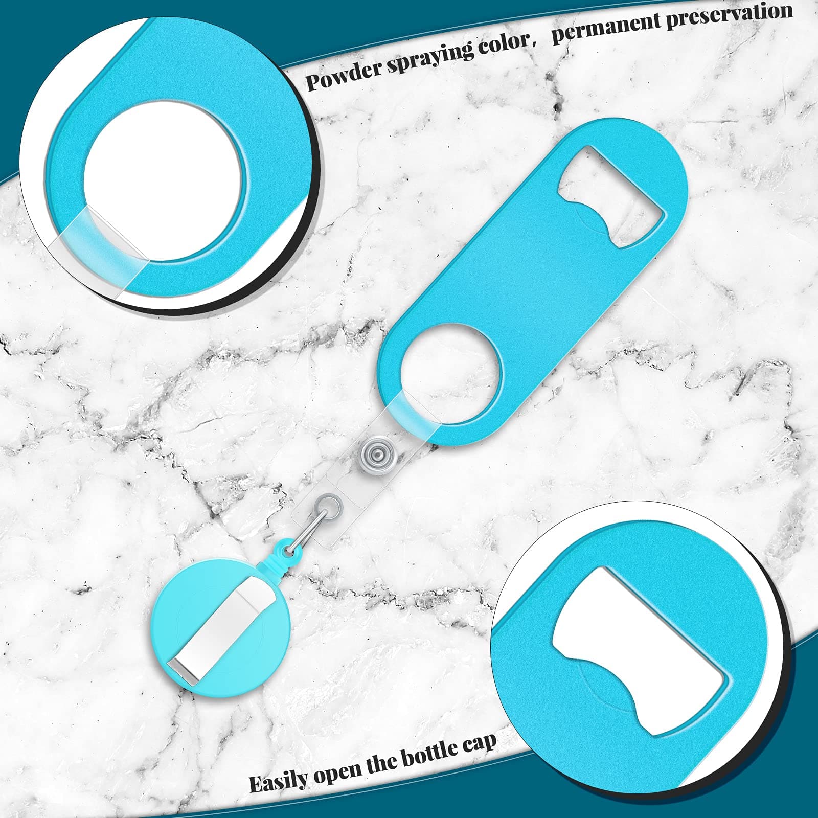 Honoson 8 Pieces Flat Bottle Opener Retractable Beer Bartender Mini and Round Badge Reel Clips Holder for Kitchen Restaurant Home Anniversaries Supplies, Red