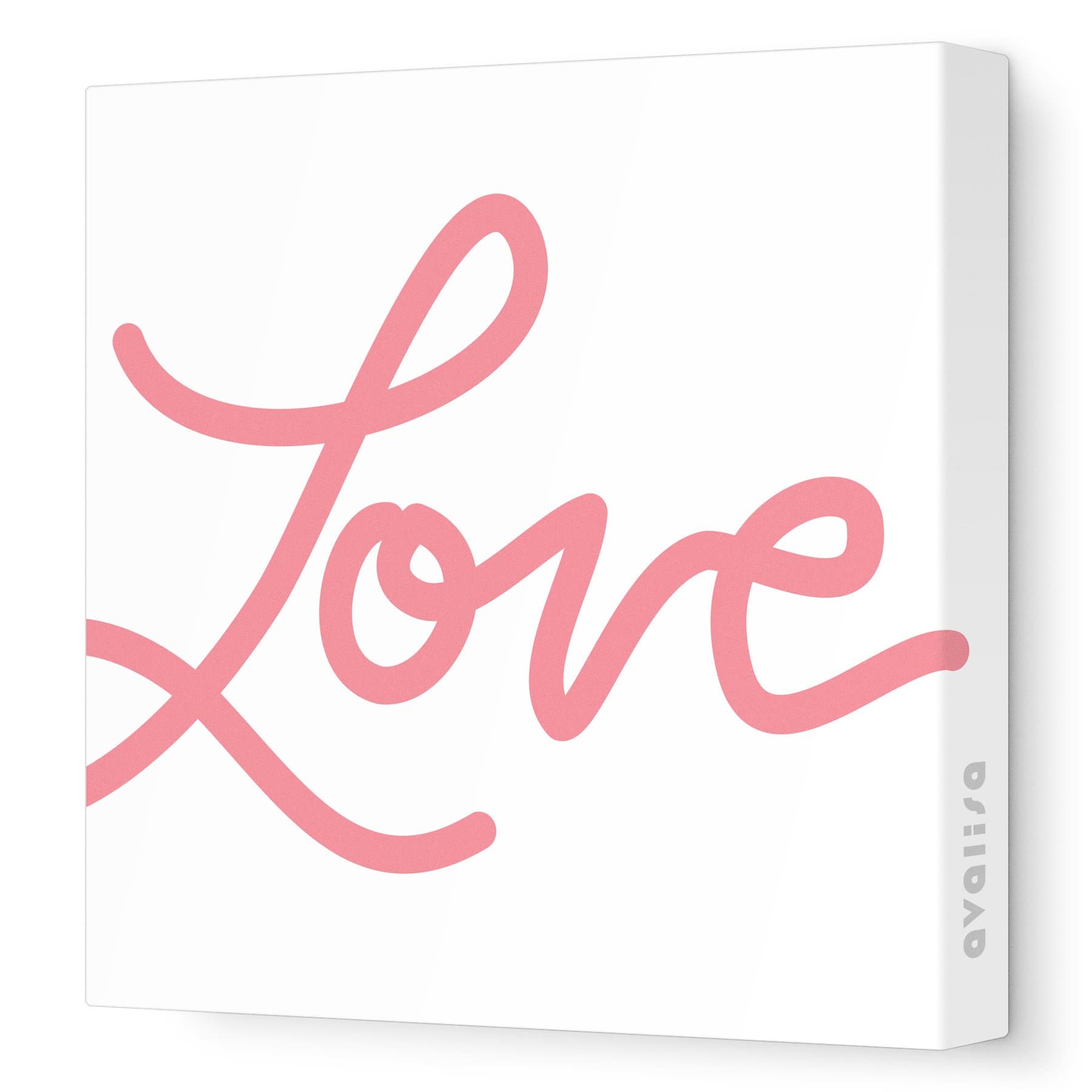 Avalisa Stretched Canvas Nursery Wall Art, Love Script, Coral, 12" x 12"