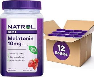 10mg Melatonin Gummies, Sleep Support for Adults, Melatonin Supplements for Sleeping, 140 Strawberry-Flavored Gummies, 70 Day Supply
