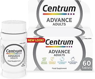 Centrum Advance Multivitamin & Mineral Supplements, 24 essential nutrients including vitamin D, C, Calcium, Daily Multivitamin Tablets, 60