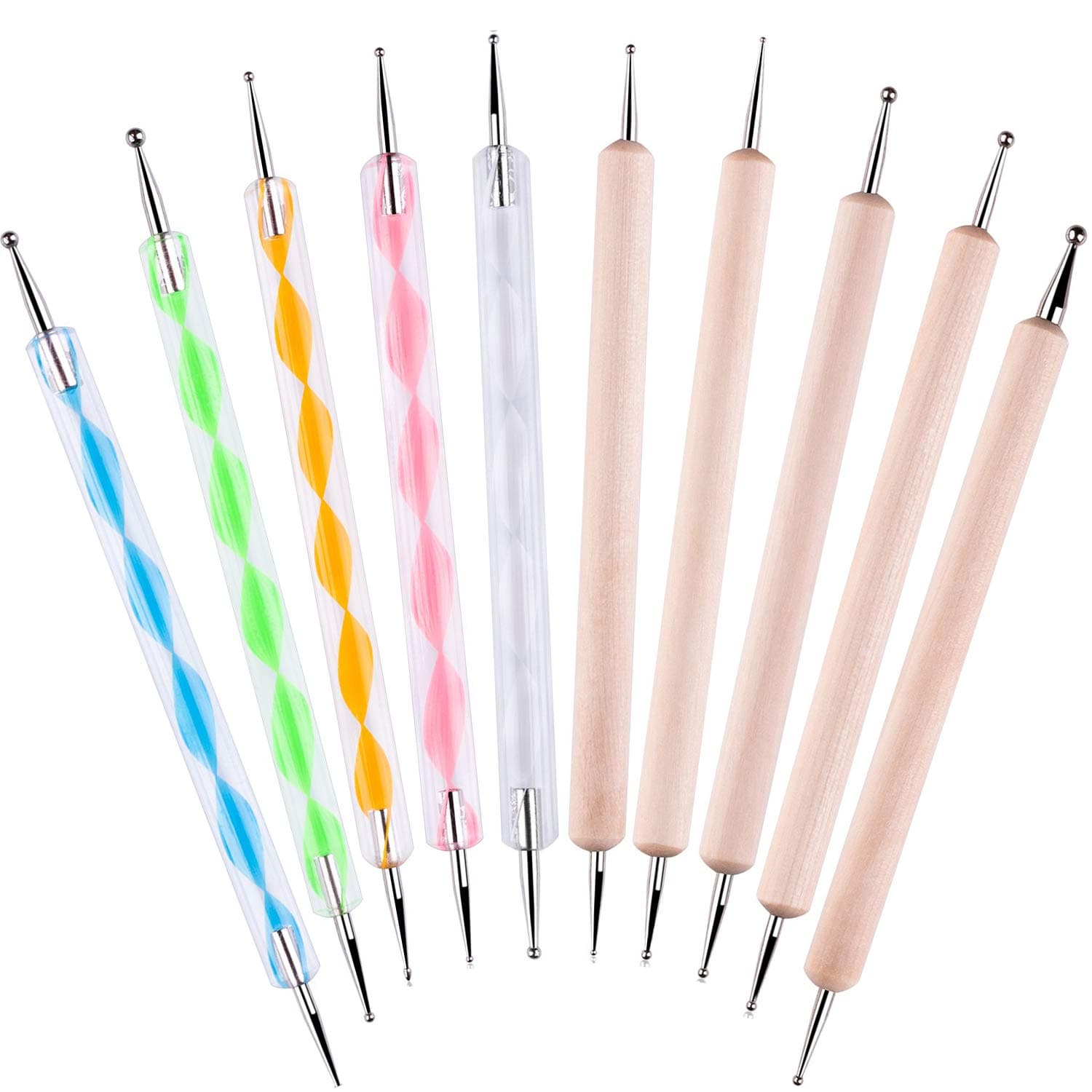 10 pc 2 Way Dotting Pen Tools Set Nail Art Tip Dot Paint Manicure kit Embossing Stylus for Painting