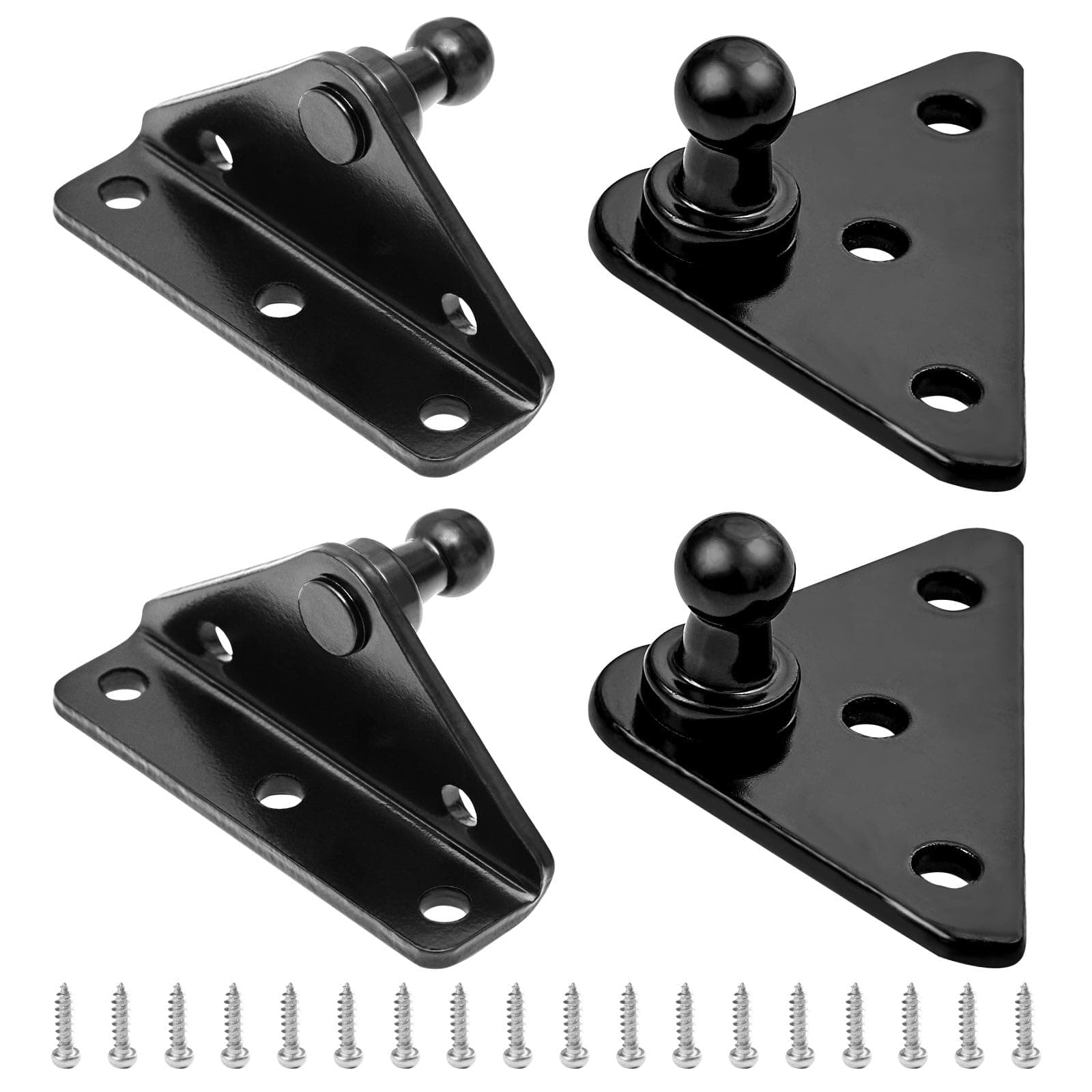 IAQWE 13 mm Mounting Bracket, Ball Stud Strut Prop Angled and Flat Mounting Kits for Gas Spring Gas Strut Gas Shock Black 4 Pairs with Screws
