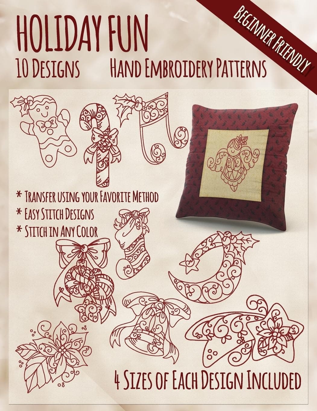 Holiday Fun Hand Embroidery Patterns Paperback – 9 April 2016