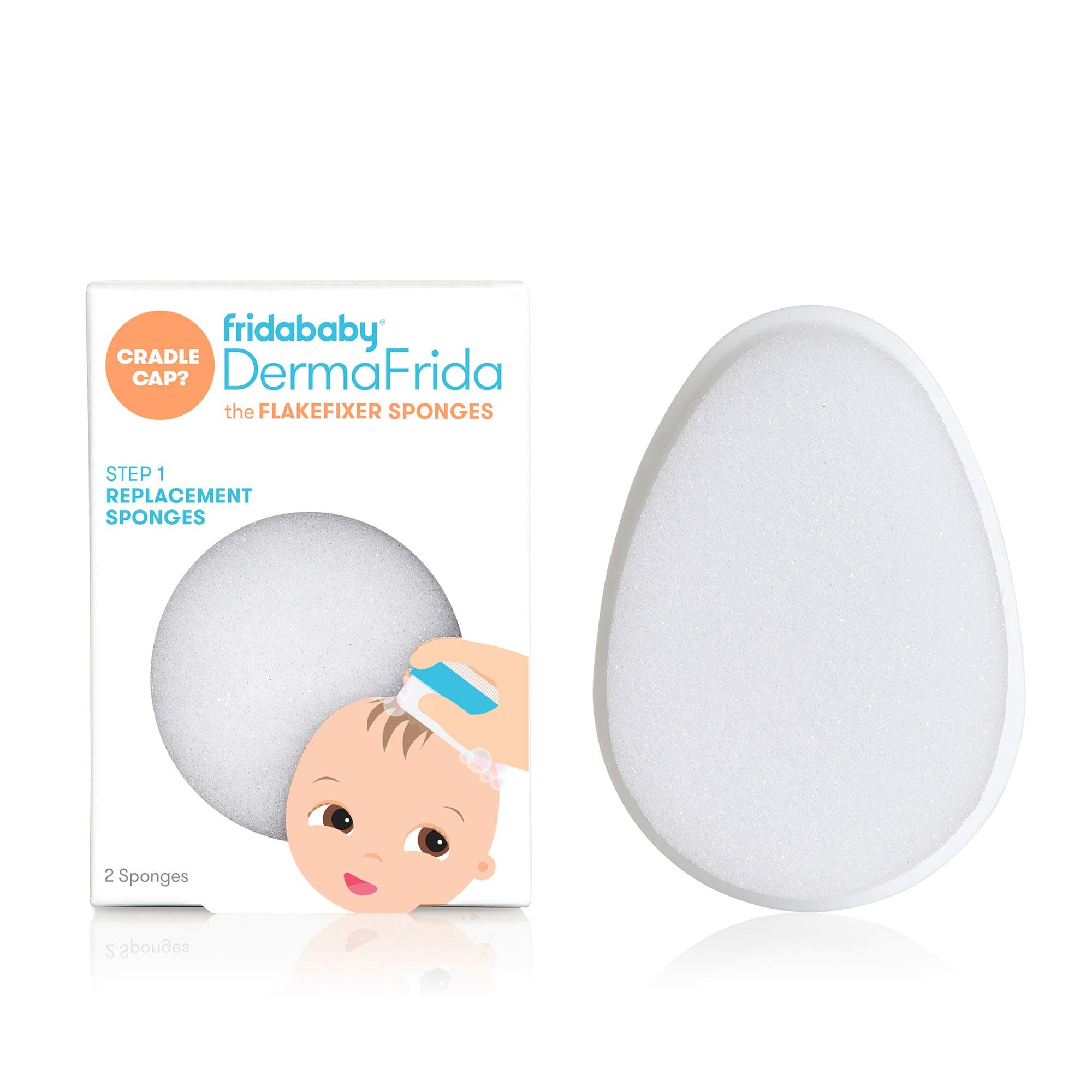 Fridababy Replacement Sponges For The 3-Step Cradle Cap System By Dermafrida The Flakefixer 2 Pack Of Soft Sponges Work With The Flakefixer System(Sold Separately)