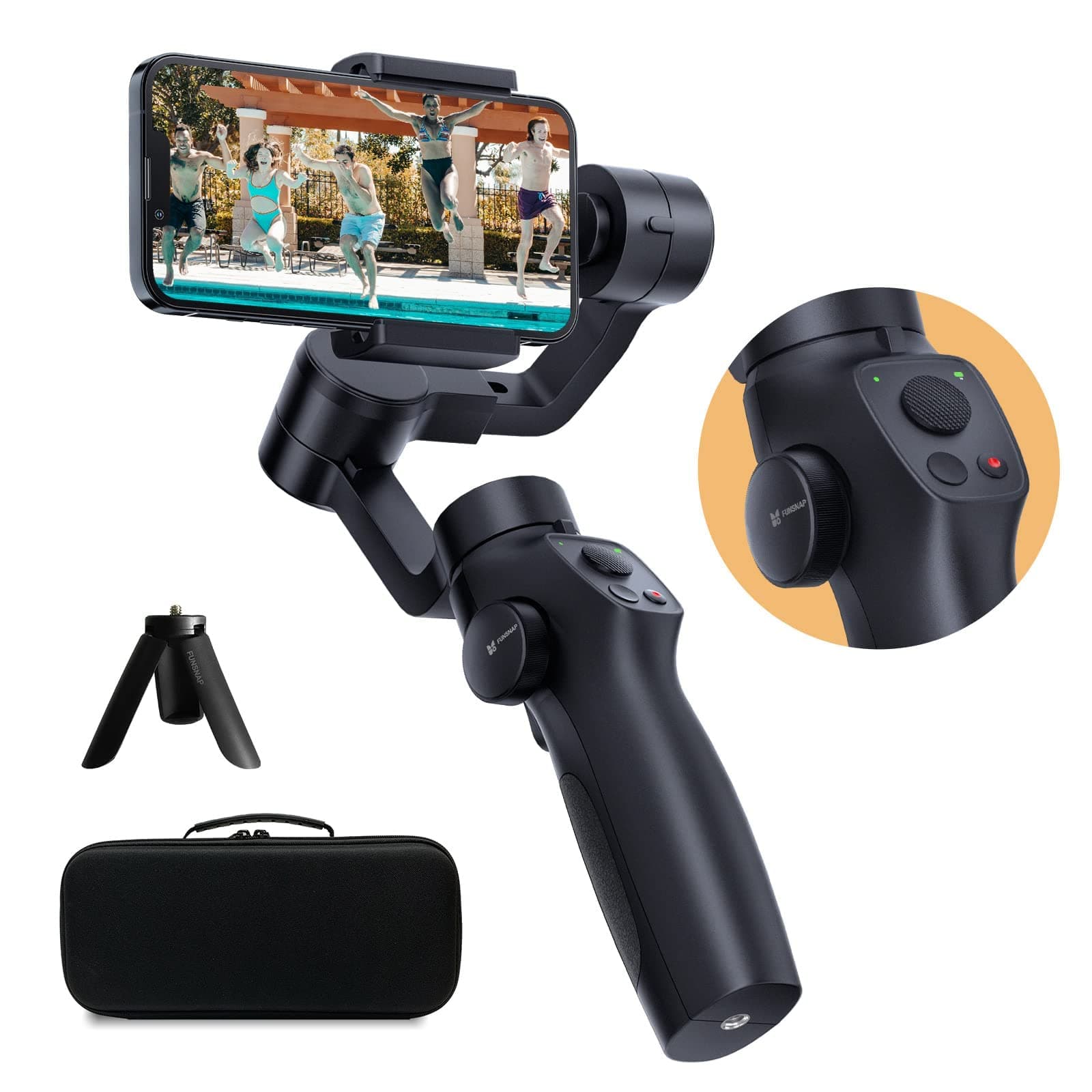 3-Axis Gimbal Stabilizer for Smartphone, Upgraded Face Tracking Focus Wheel Foldable Gimbal with Focus Wheel, Phone Stabilizer for Video Recording Vlog - Capture 2s Combo