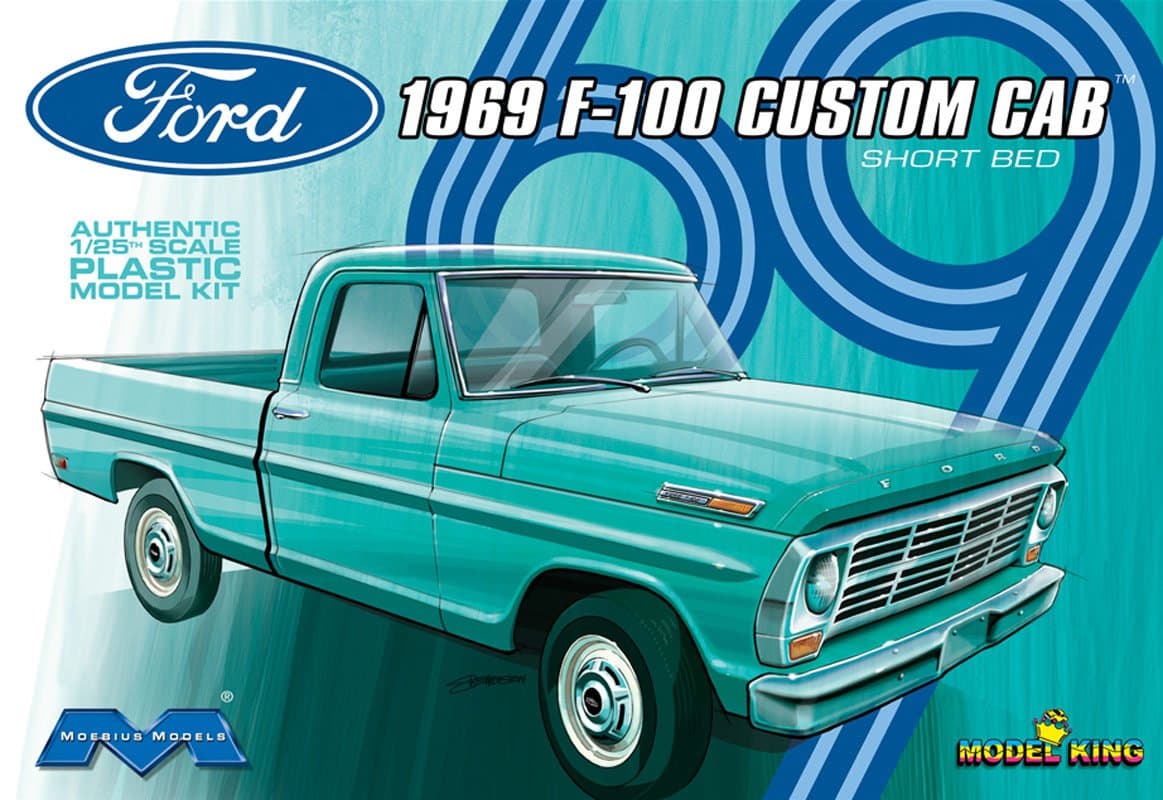 Moebius 1969 Ford F-100 Custom Cab Short Bed Plastic Model Truck KitF