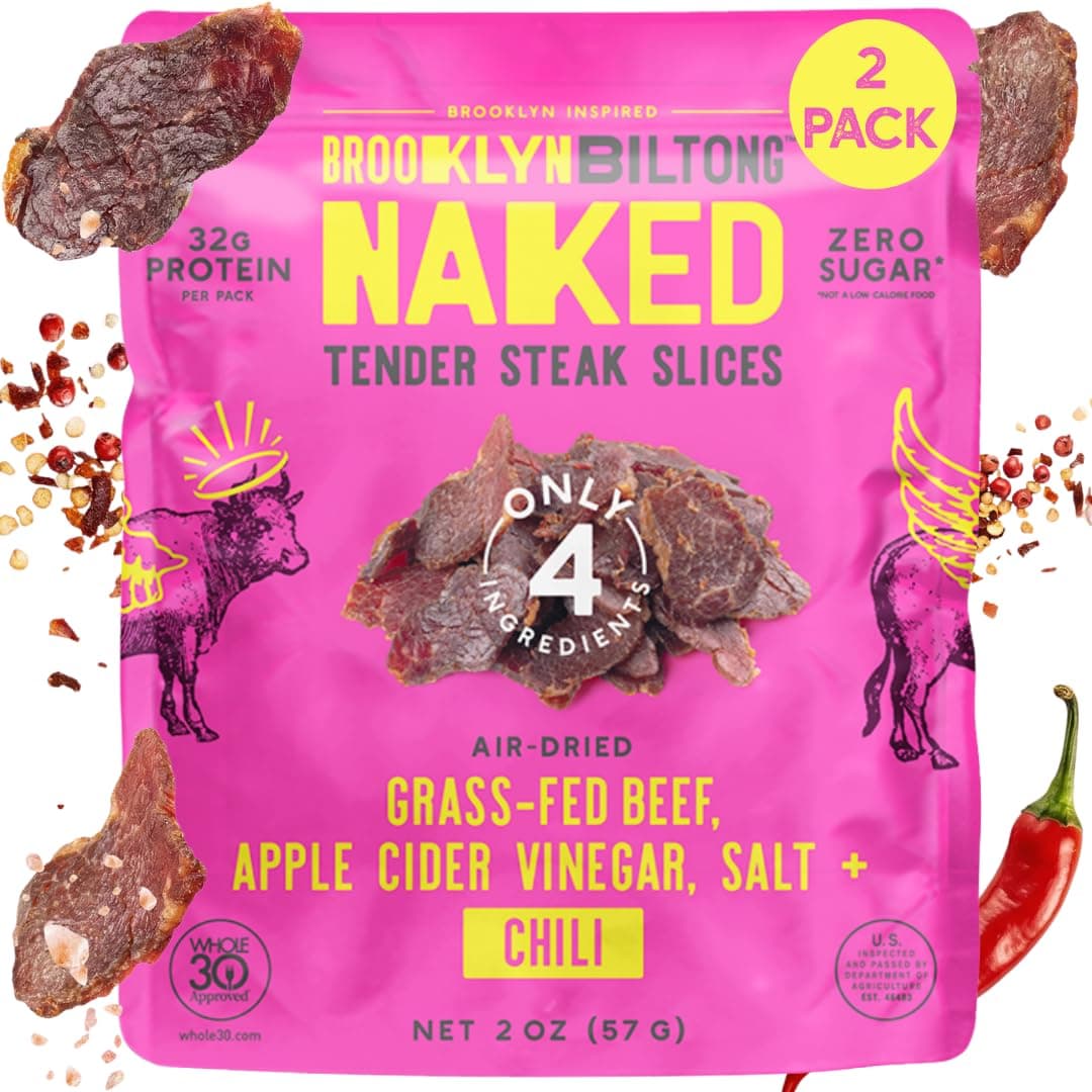 Air Dried Grass Fed Beef Snack, South African Beef Jerky (2 oz, Pack of 2) - Whole30 Approved, Paleo, Keto, Gluten Free, Sugar Free, Made in USA - (Peri Peri)