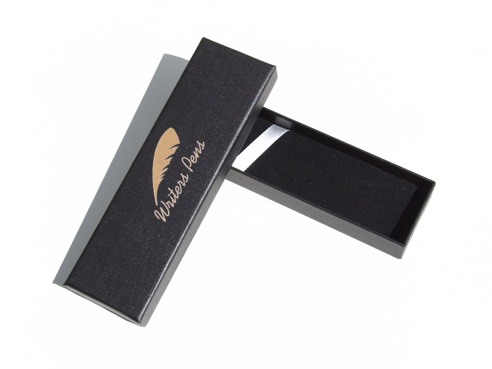 Black Gift Box For Pen - 6.75" x 2" x 0.8" - Padded Black Velvet Cushion, Easy Lift Lid, Fountain Pen Case