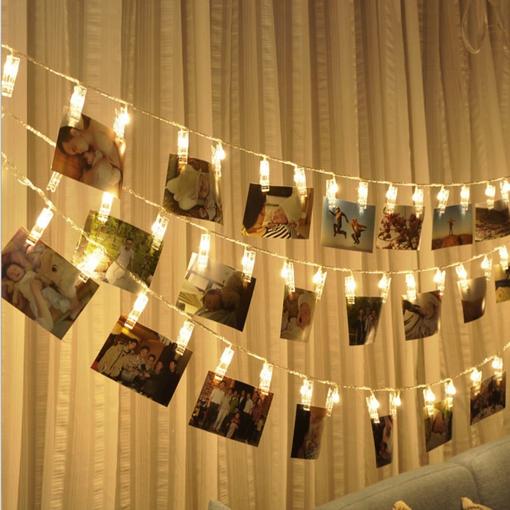 Clip String Lights, Coxeer 10Feet 20 LED Photo Clips String Lights Indoor Fairy String Lights for Birthday Wedding Graduation Party Dorms Bedroom Decoration(Warm White)