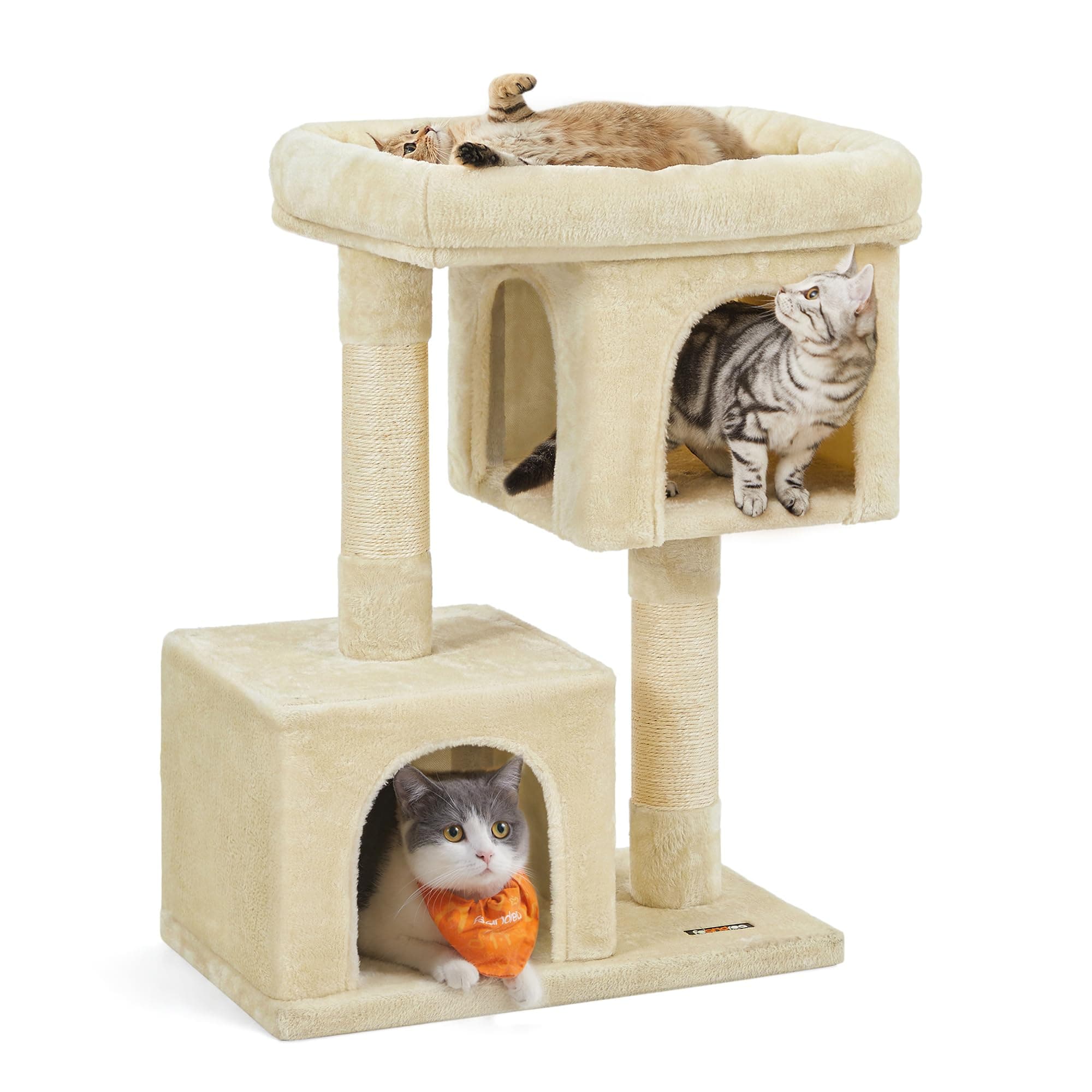 Cat Tree for Large Cats, Cat Tower 2 Cozy Plush Condos and Sisal Posts UPCT61M