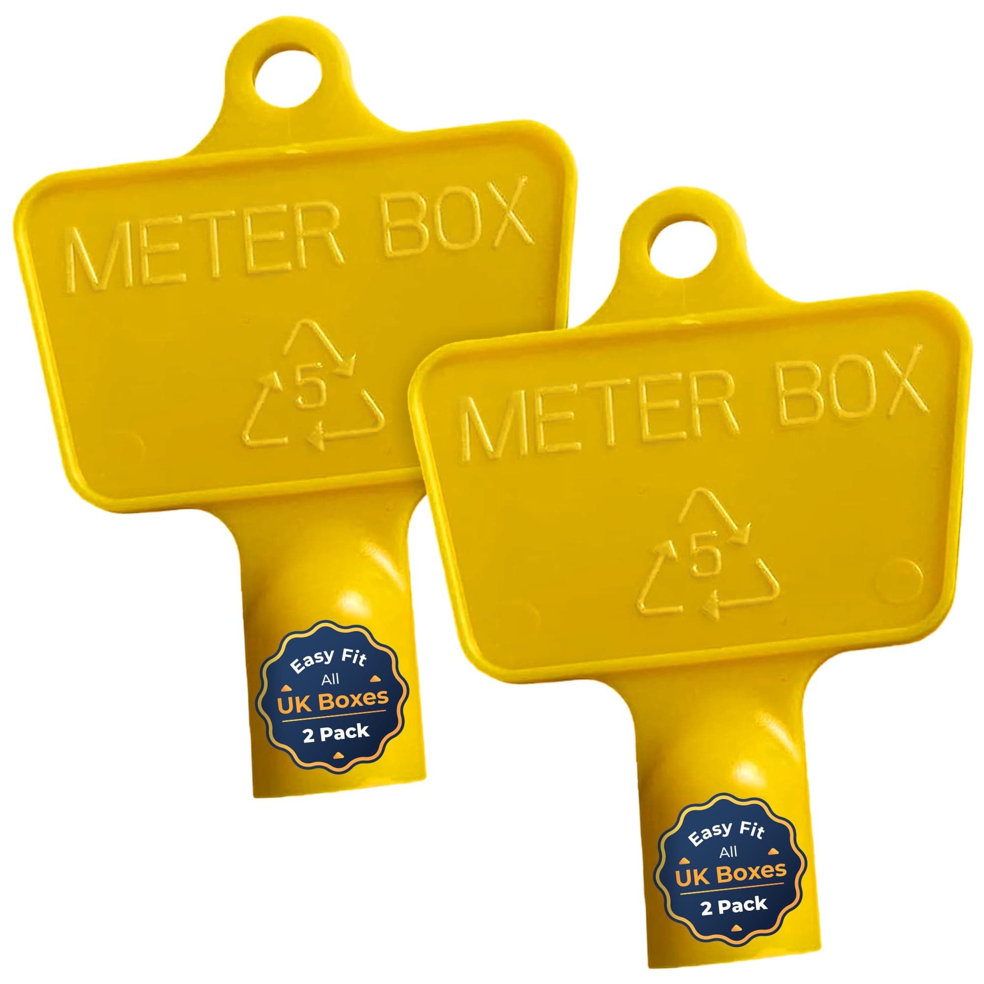 Pack of 2 Triangular Gas Meter Box Keys – Yellow Utility, Cabinet, Electric & Water Keys – Recycled Plastic, Service, Maintenance, Access, UK Standard