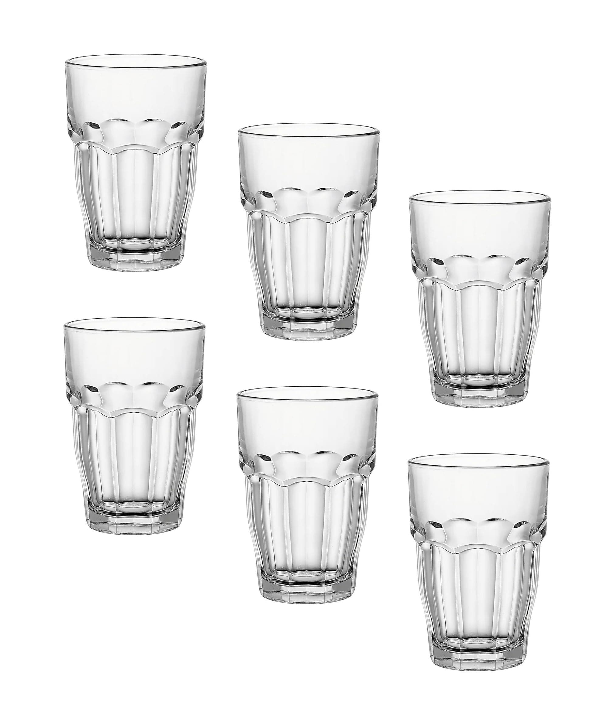 Rock Bar Stackable Beverage, Set Of 6 Dishwasher Safe Drinking Glasses For Soda, Juice, Milk, Coke, Beer, Spirits – 12.5oz Durable Tempered Glass Water Tumblers For Daily Use