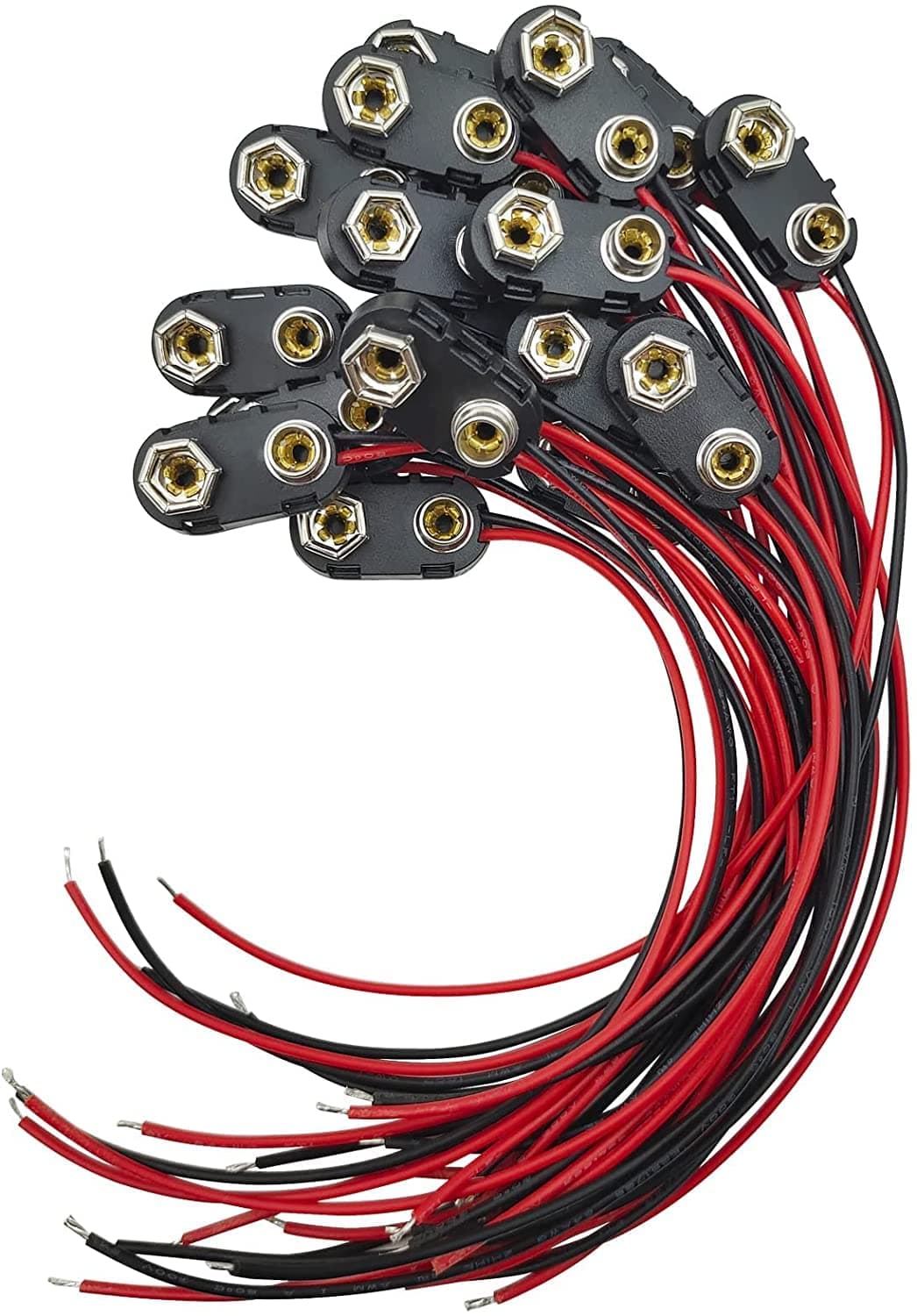 ELECDON 9 V Battery Clip Connector, 20 PCS I-Type 9 Volt Battery Buckle Connector Hard Buckle Plastic Shell, 5.9in 24AWG Copper Wire Lead, 9V Battery Button (I-Type, 20 PCS)