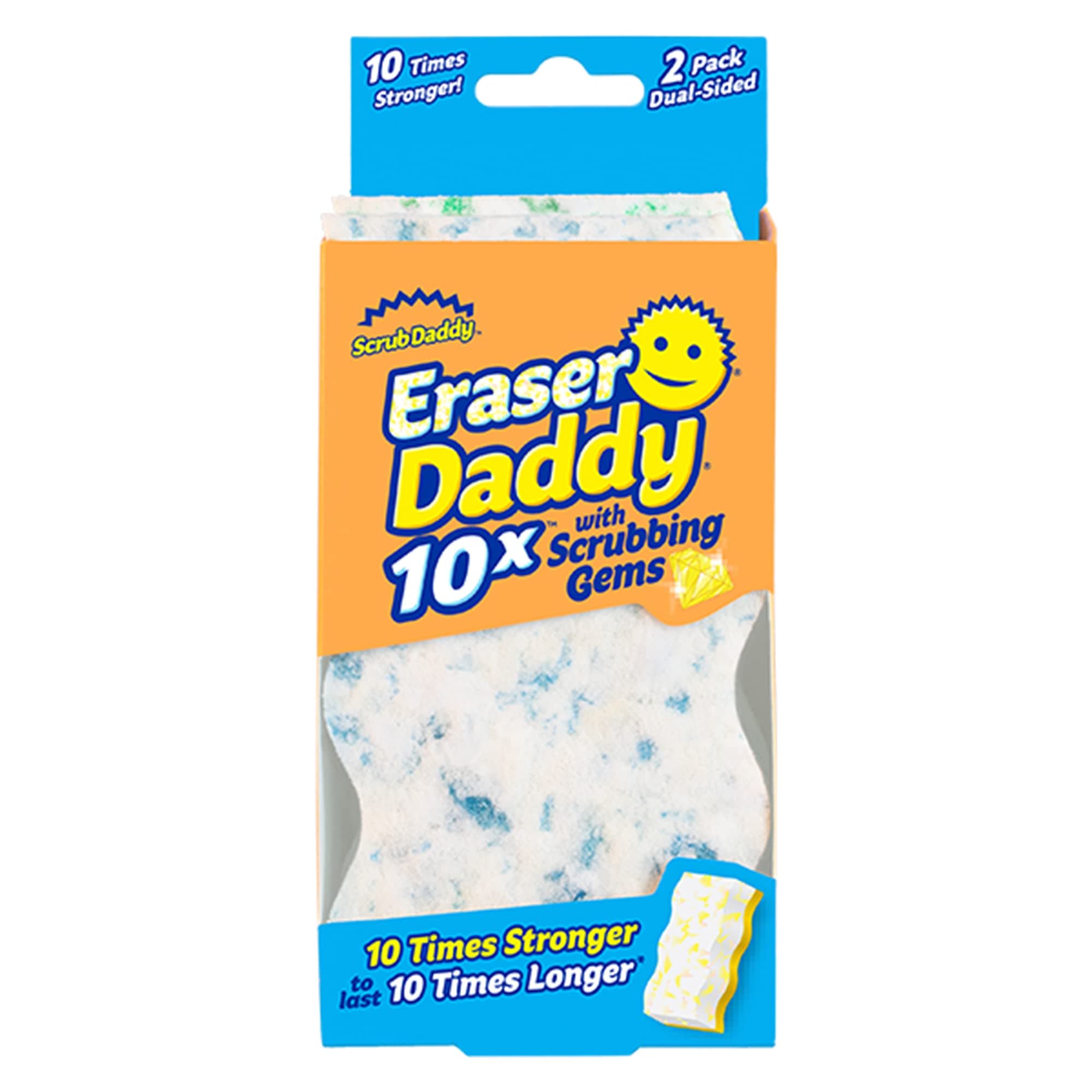 Eraser Daddy 10x, Magic Sponge Erasers, Strong & Durable Melamine Wall Cleaner, Dual-Sided Scrubber Pads, All Purpose Cleaning Sponges for Painted Walls, Magical Mark Remover, 2 Pack