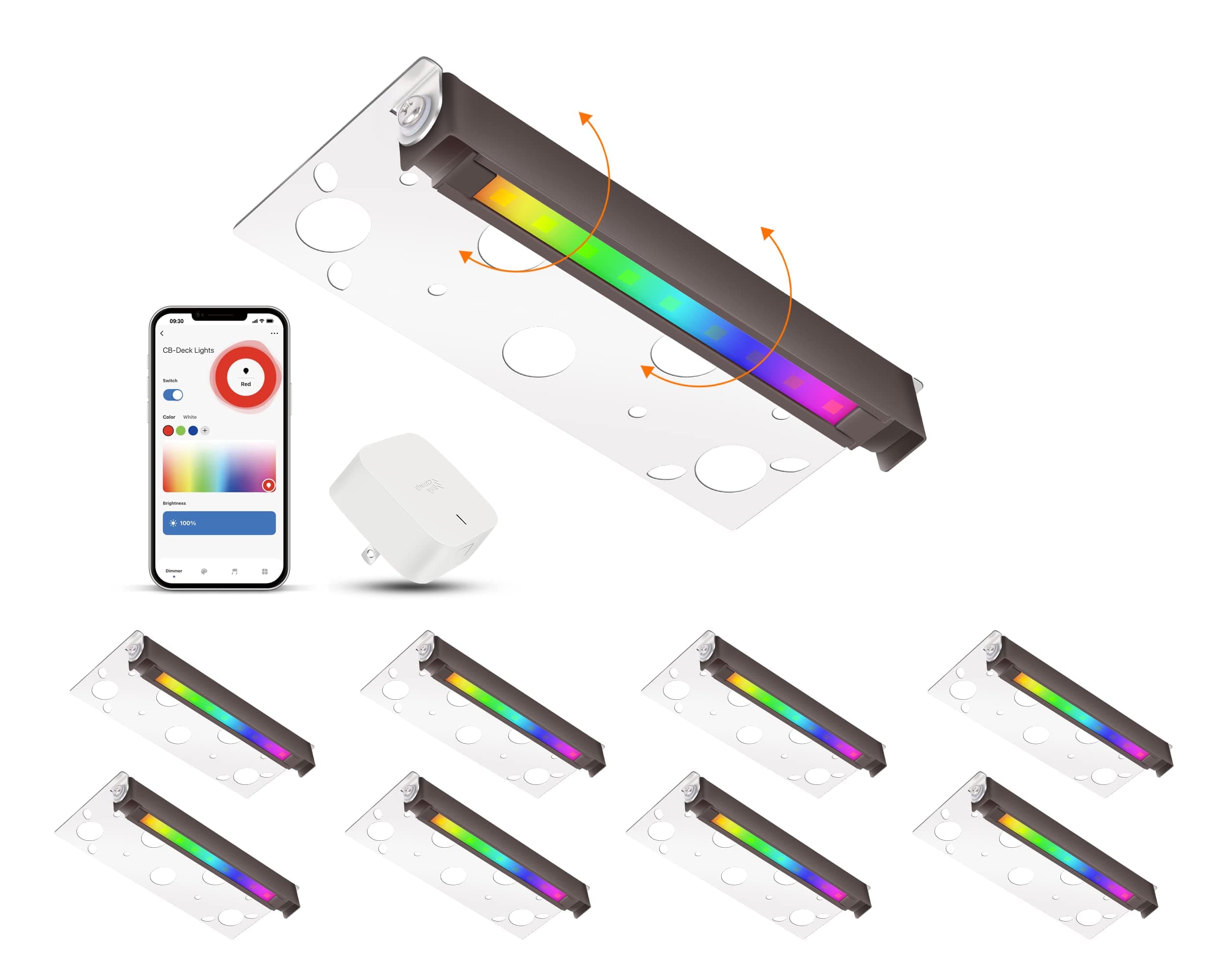 CLOUDY BAY [8 Pack] Low Voltage 7 Inch Smart Hardscape Lighting,3.5W LED Paver Light,2700-6500K Retaining Wall Lights,RGBCW Color Changing,Compatible with Alexa & Google Assistant,Hub Included