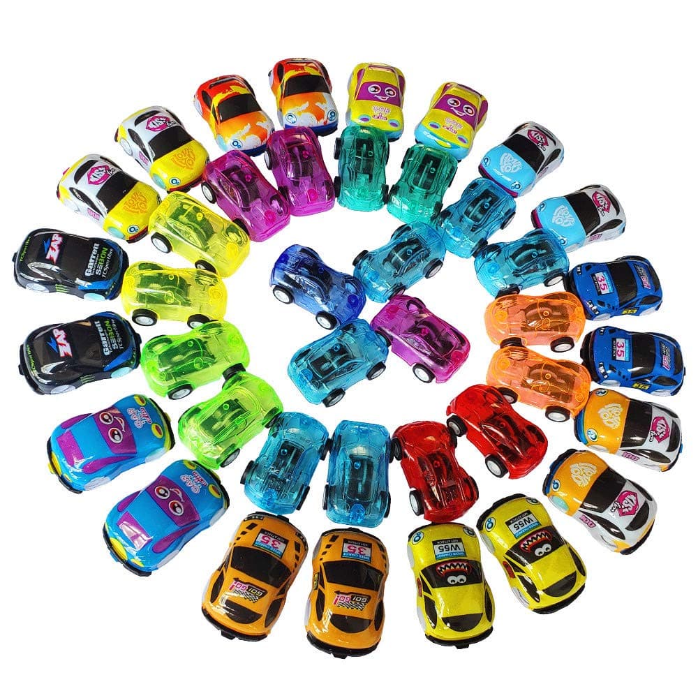 40 Pcs Pull Back Vehicles Mini Car Toys Friction Powered Racing Cars for Preschool Toddlers Boys & Girls Birthday Party Favors for Kids Gifts