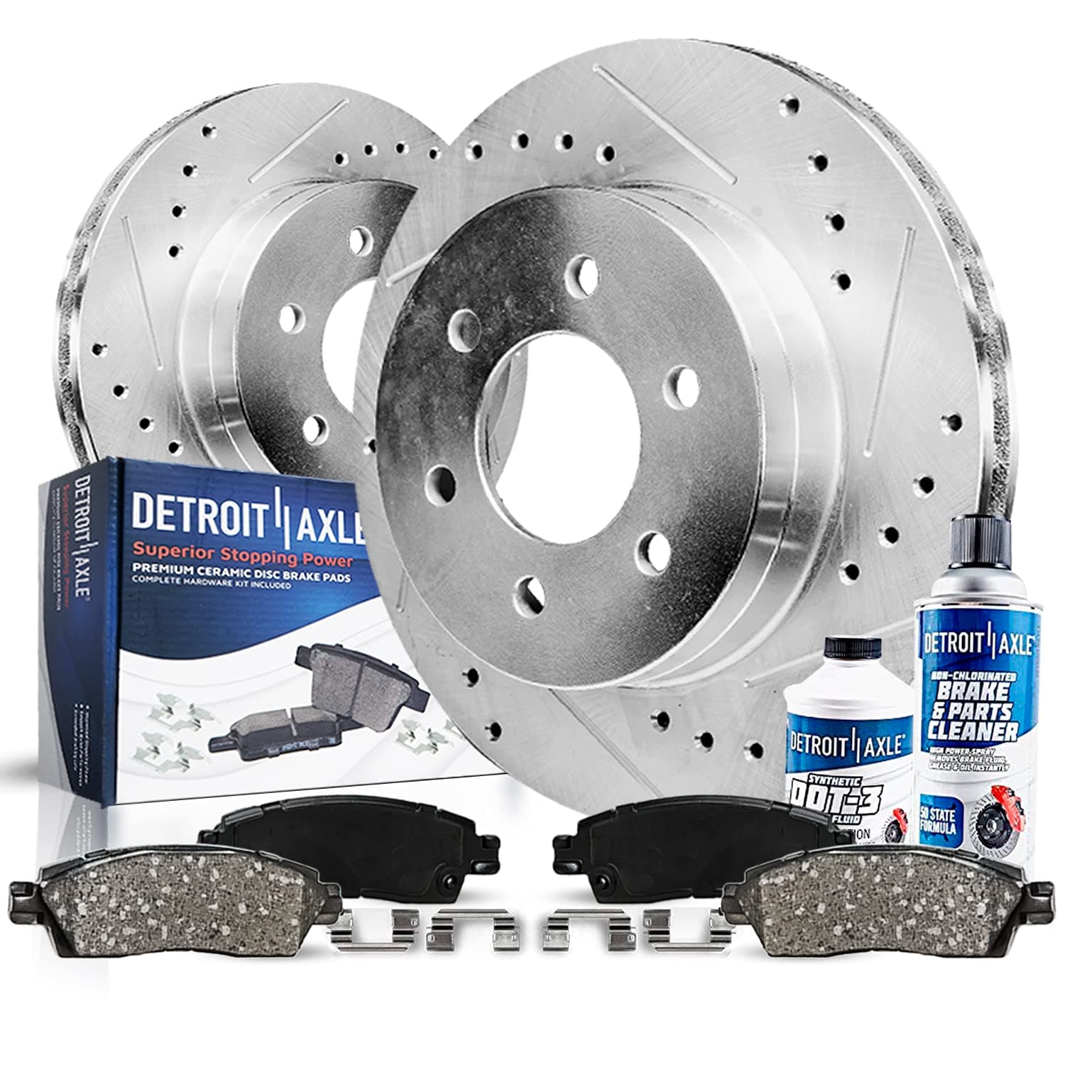 Front Brake Kit for 2010 2011 2012 2013 2014 2015 2016 2017 2018 2019 2020 Ford F-150 Expedition Lincoln Navigator Drilled Slotted Brake Rotors Ceramic Brakes Pads Replacement