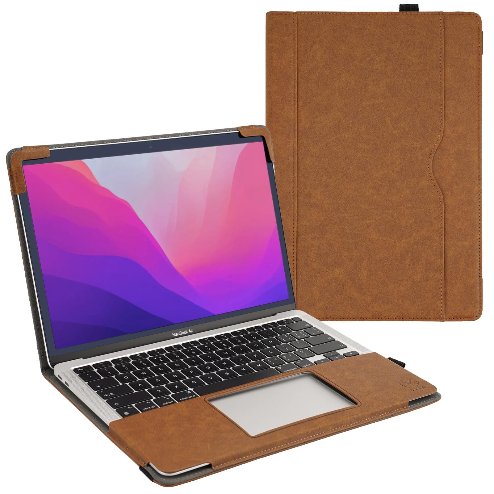 TT TYTX Compatible with MacBook Air Leather Case 13 Inch 2021 2020 2019 2018 (A2337 A2179 A1932) Laptop Sleeve Protective Folio Book Cover (New MacBook Air 13", Brown)