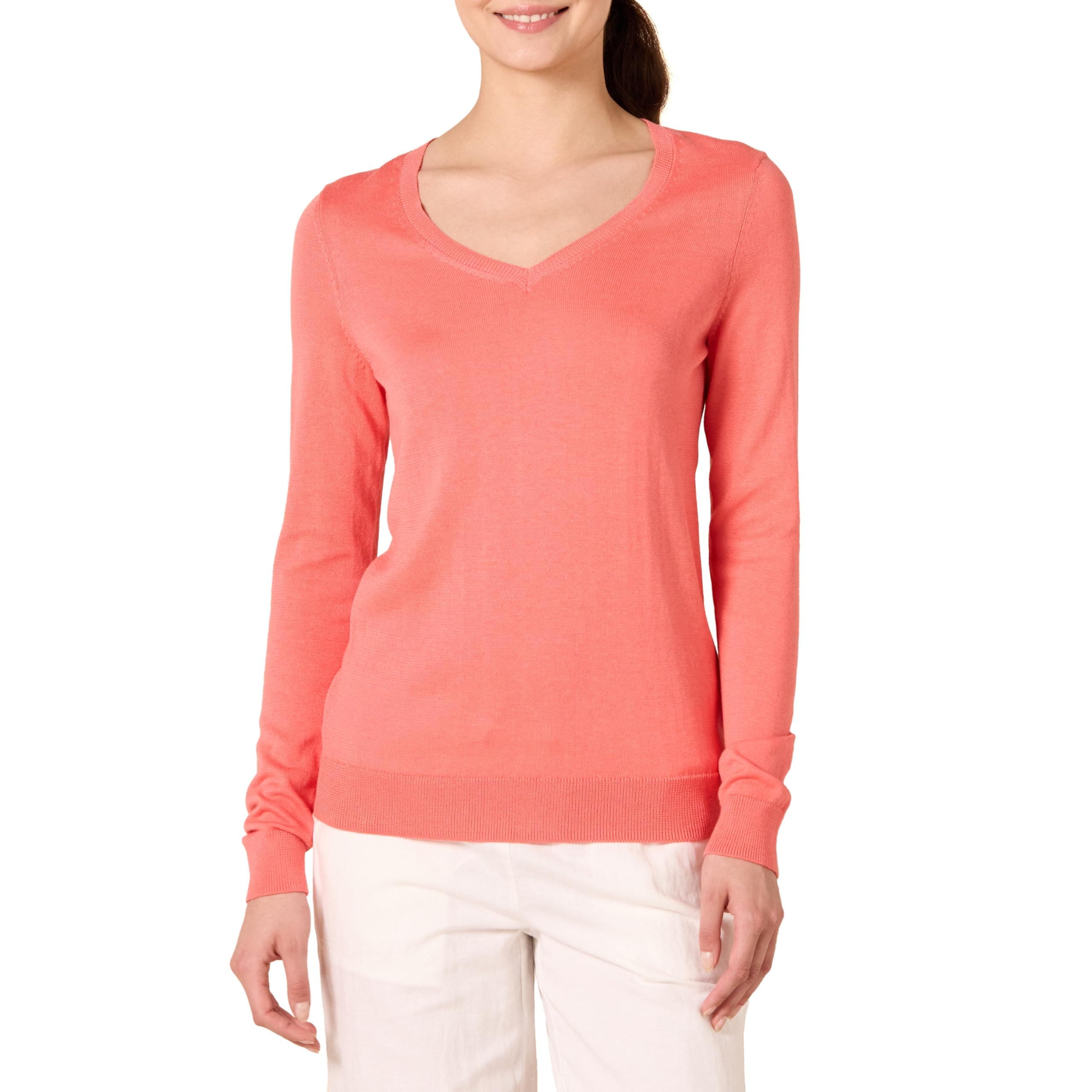 Amazon Essentials Women's Regular-Fit Lightweight Long-Sleeve V-Neck Sweater (Available in Plus Size)
