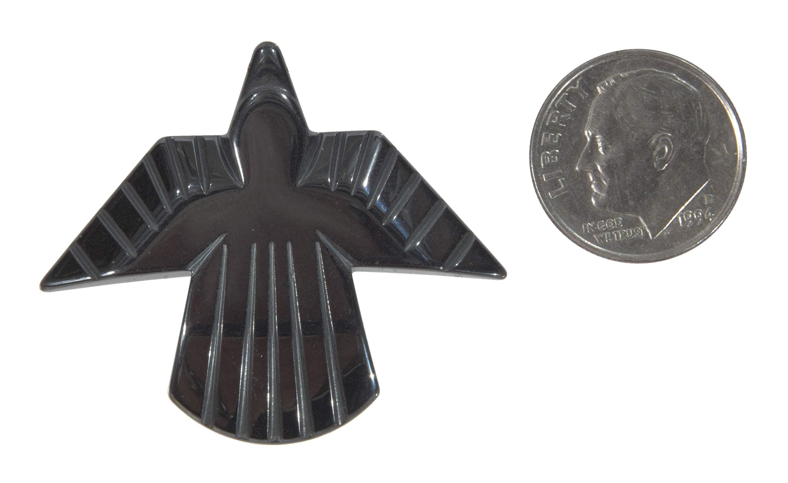 Beads, Genuine Hematite Thunderbird Eagle Raven Phoenix Bird Pendant Bead x 1pc