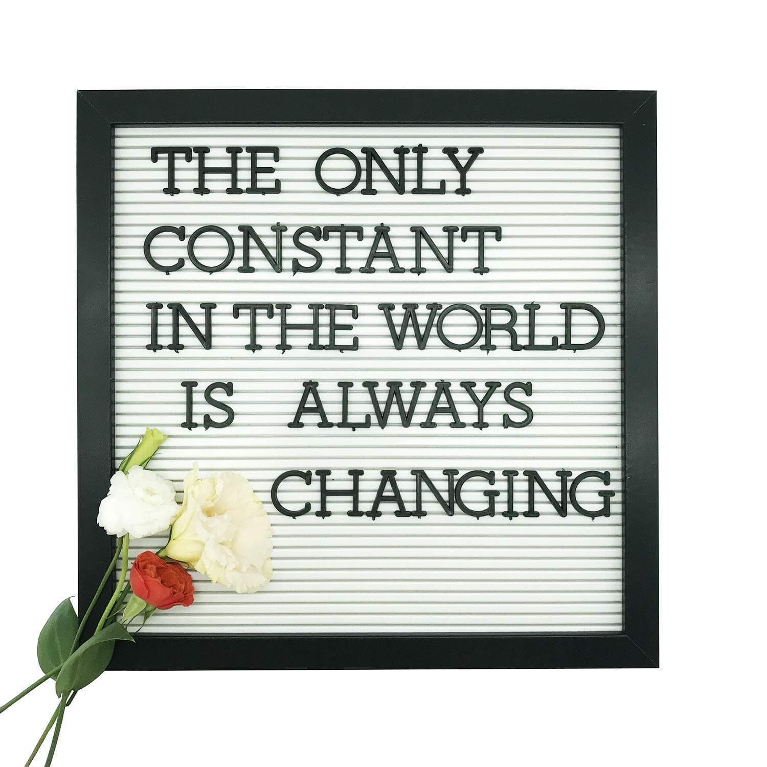 Plastic Letter Board with 1 Inch Letters - 188 Characters Include Plastic Letters, Numbers & Symbols, Changeable Letter Boards By Atoz Create, Message Board Sign, Black & White & Grey, 12 x 12 x 1.5 Inches