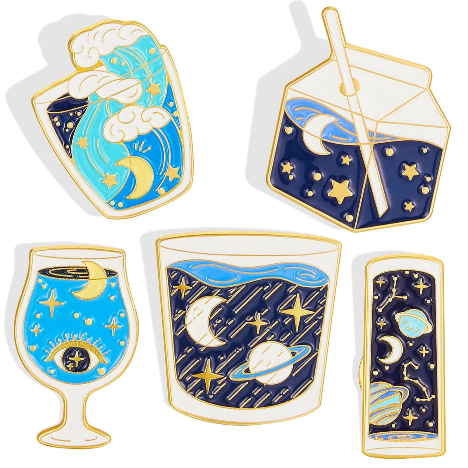 – 5 Pcs Enamel Pins Set Cute Solar System Laple Pin Novelty Starry Metallic Space Pins Cartoon Brooch Pin Badges for DIY Clothes Bag Hat Jacket Backpack Accessories Gifts