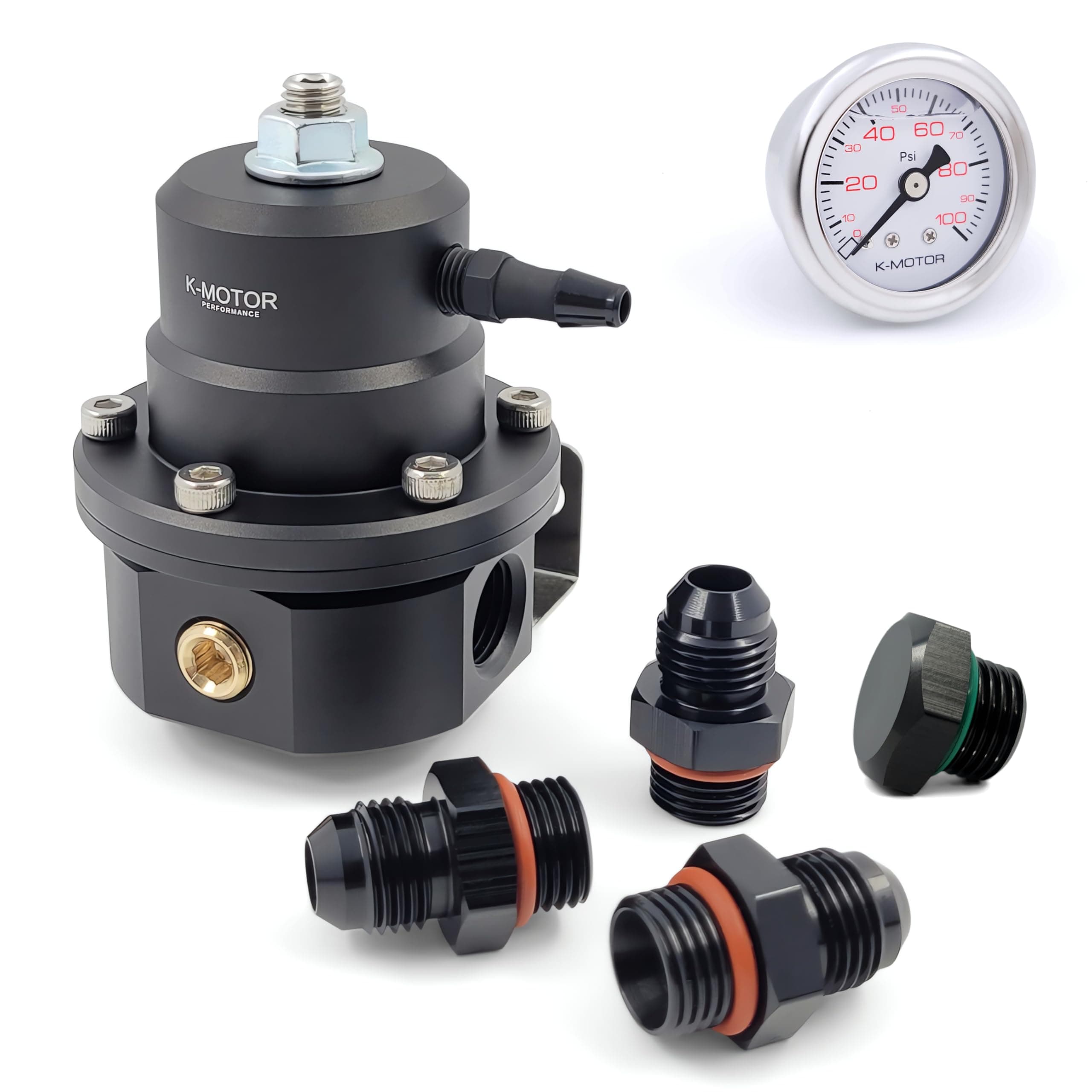 6AN Fuel Pressure Regulator Kit - Adjustable Universal with Return Port K-MOTOR PERFORMANCE