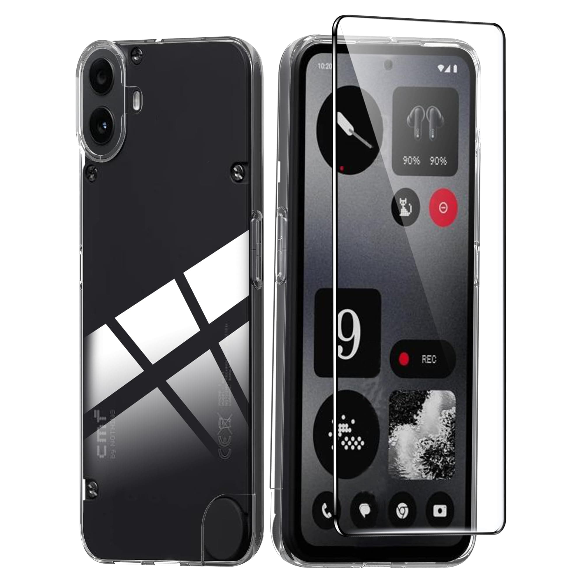 for CMF Phone 1 Case with Tempered Glass Screen Protector,[Soft TPU] Full Body Shockproof Slim Fit Bumper Protective Phone Case-Clear