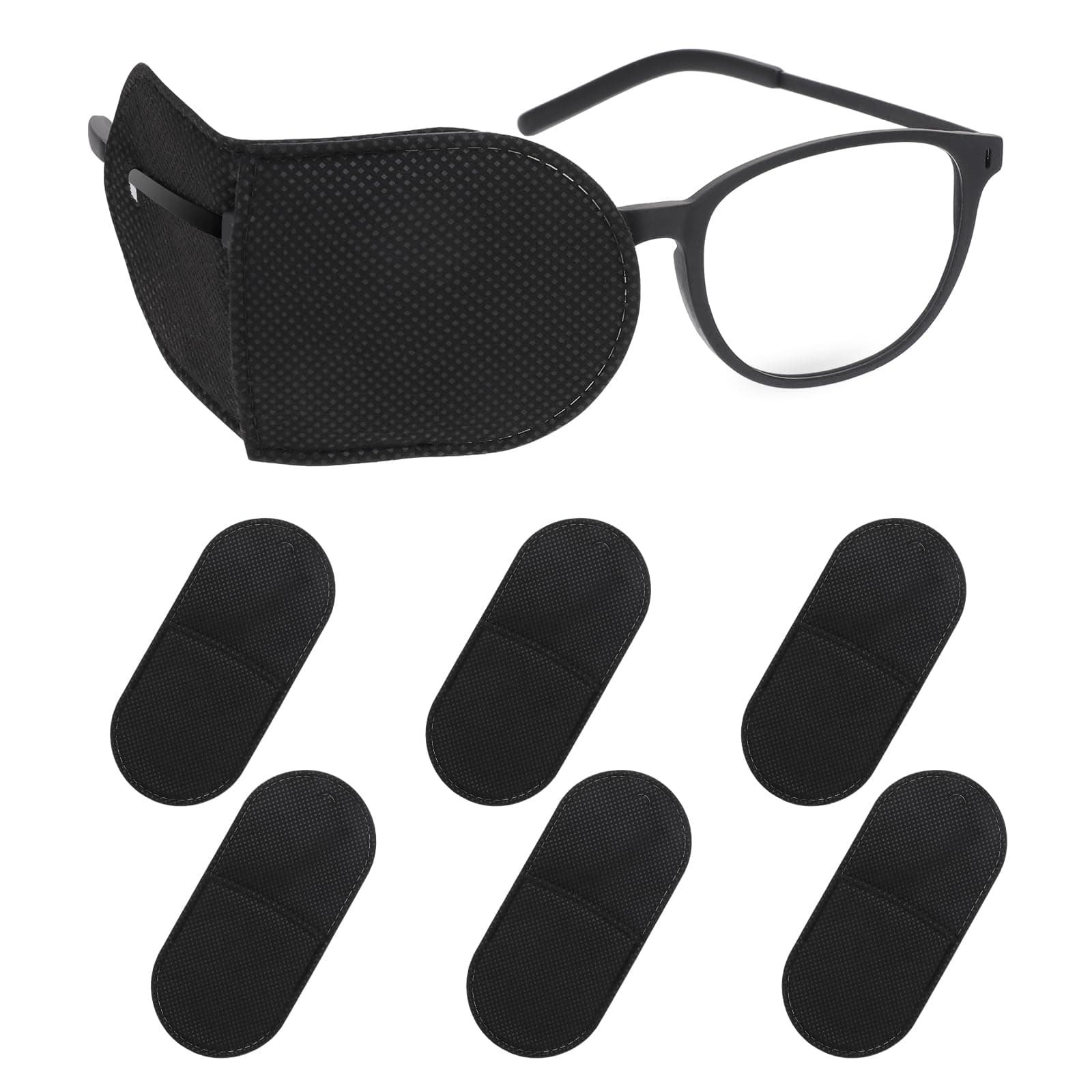 Ouligay 6pcs Glasses Eye Patch Black Eye Patch Reusable Lazy Eye Patch Adult Medical Eye Patches for Adults to Treat Lazy Eye Amblyopia Strabismus