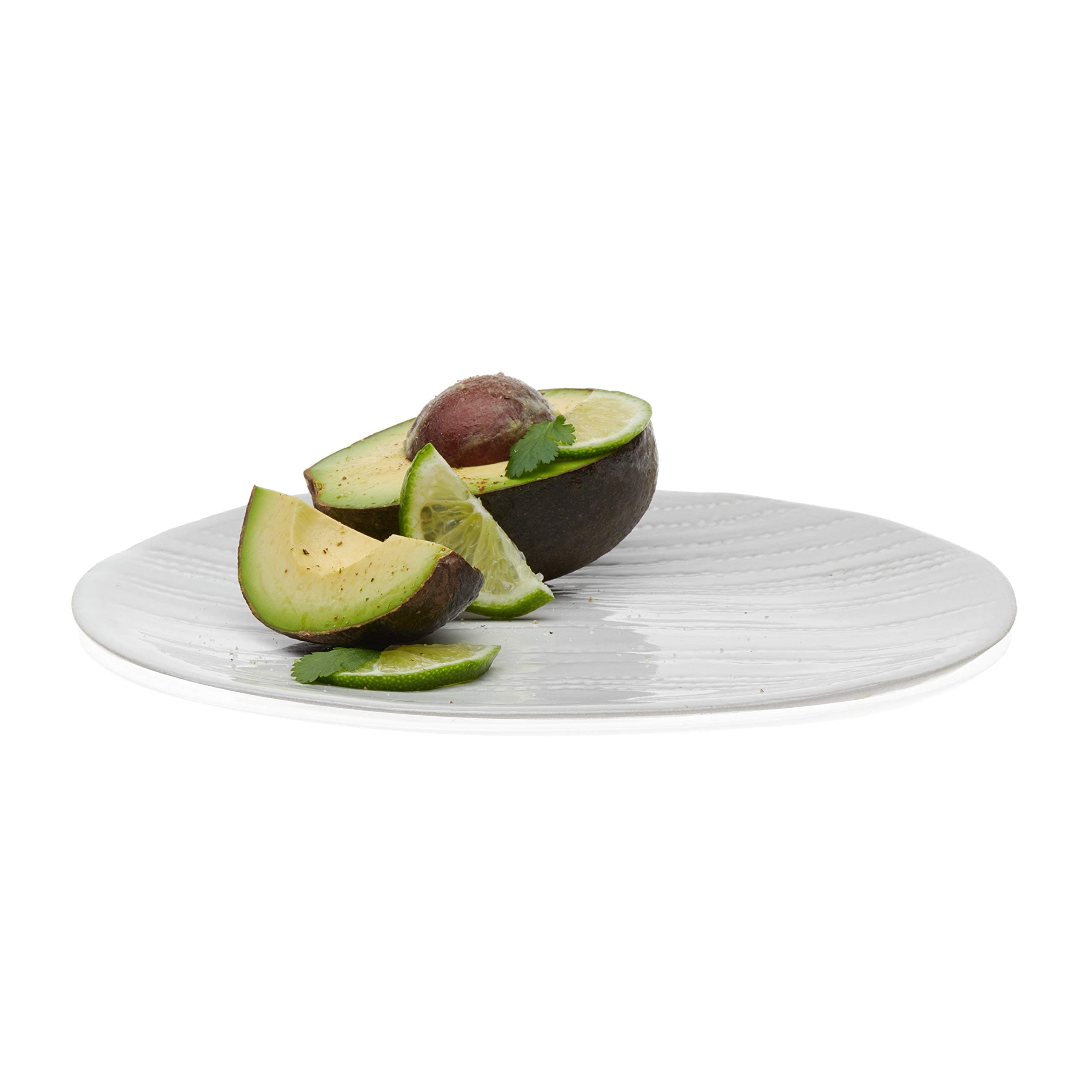 Prologue Libbey Drift Handmade Small Ceramic Patterned, Set of 4, Dinner Plates (White, 9-inch)