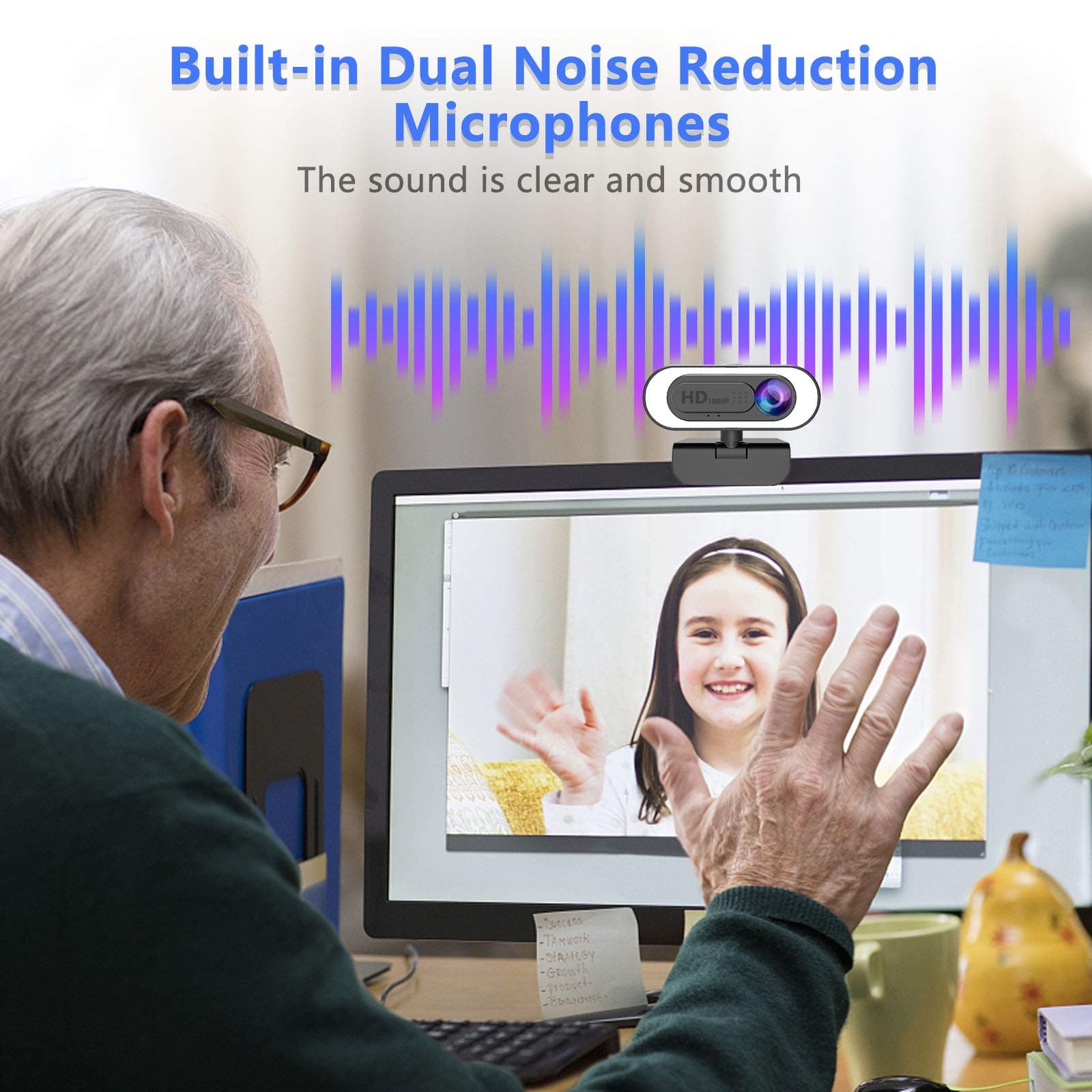 NIYPS Webcam with Microphone Ring Light-HD 1080P Face Web Cam with Tripod and Privacy Cover,Web Camera for PC/Desktop/Laptop,USB Streaming Webcam for Skype,Zoom,YouTube,Xbox One,Gaming,Video Calling