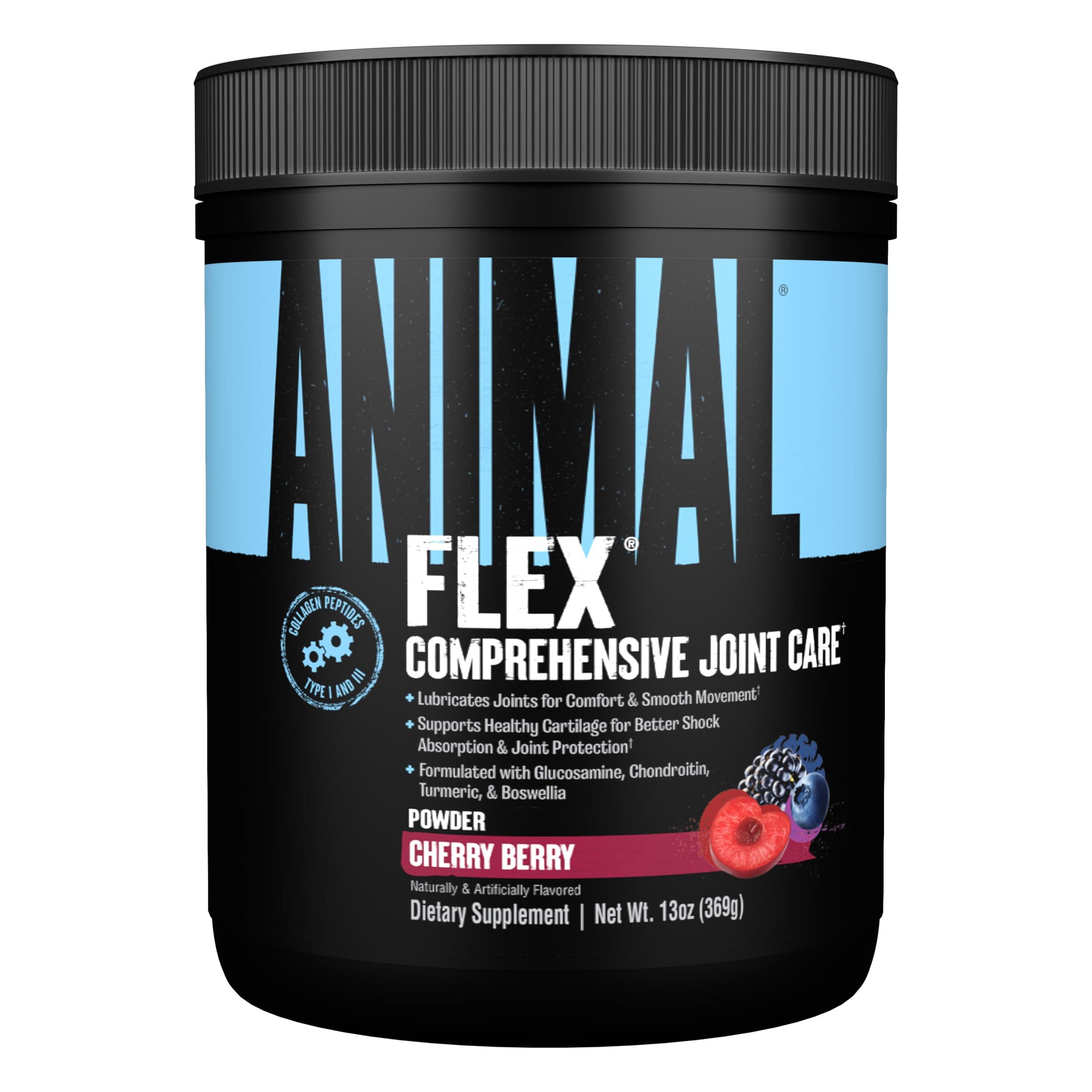 ANIMAL Flex Comprehensive Joint Care - 4 Unique complexes for Joints, Bones, and Cartilage - with Vitamins A and E, glucosamine, Flaxseed Oil, and hyaluronic Acid - Cherry Berry, 369g